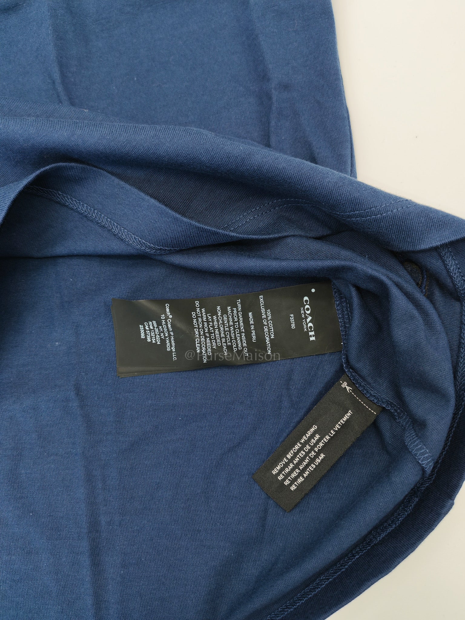 Logo Dark Blue Cotton and Brown Logo Print T-Shirt Size L | Purse Maison Luxury Bags Shop