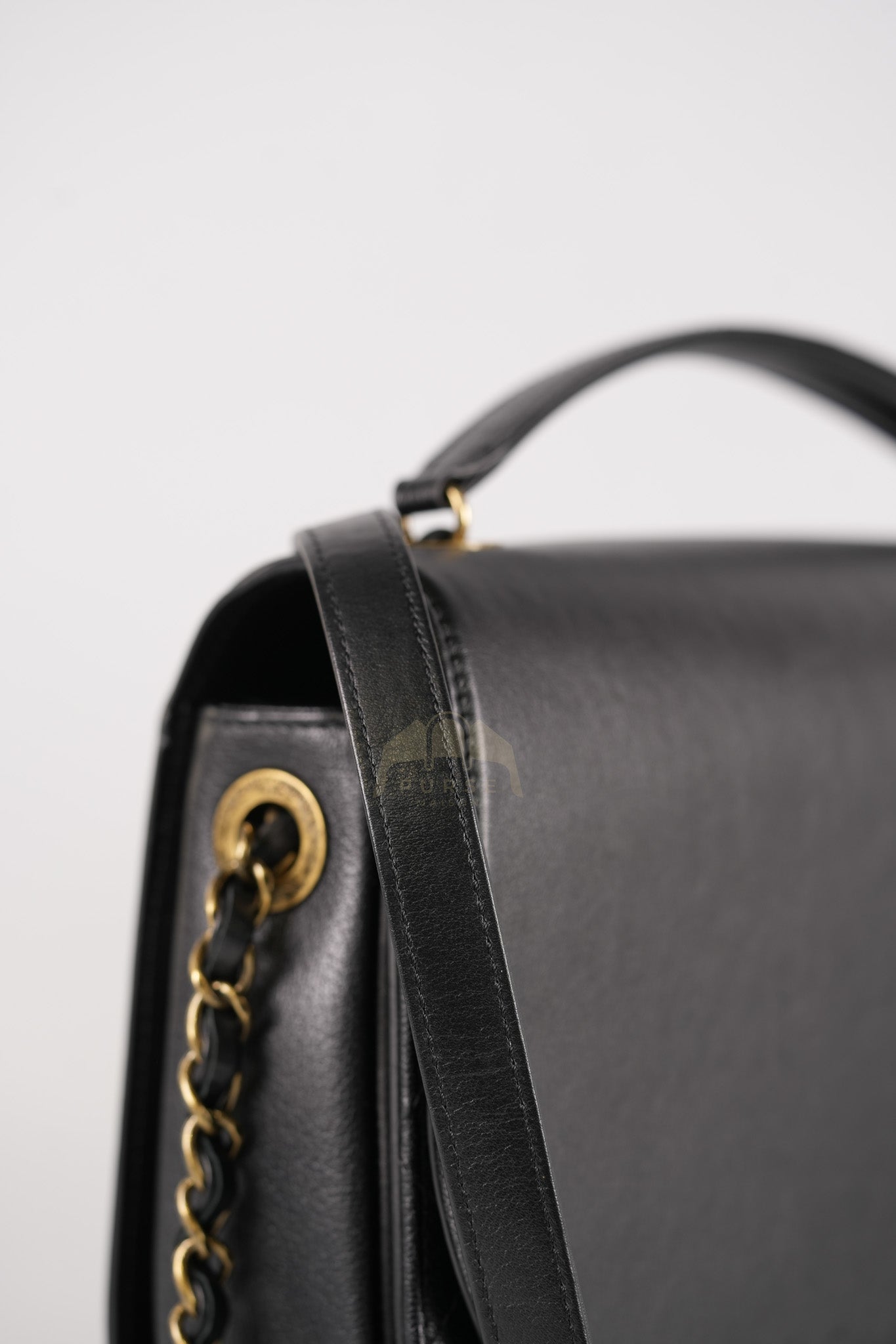 Coco Curve Flap Bag Medium in Black Calfskin Leather & Aged Gold Hardware Series 24 | Purse Maison Luxury Bags Shop