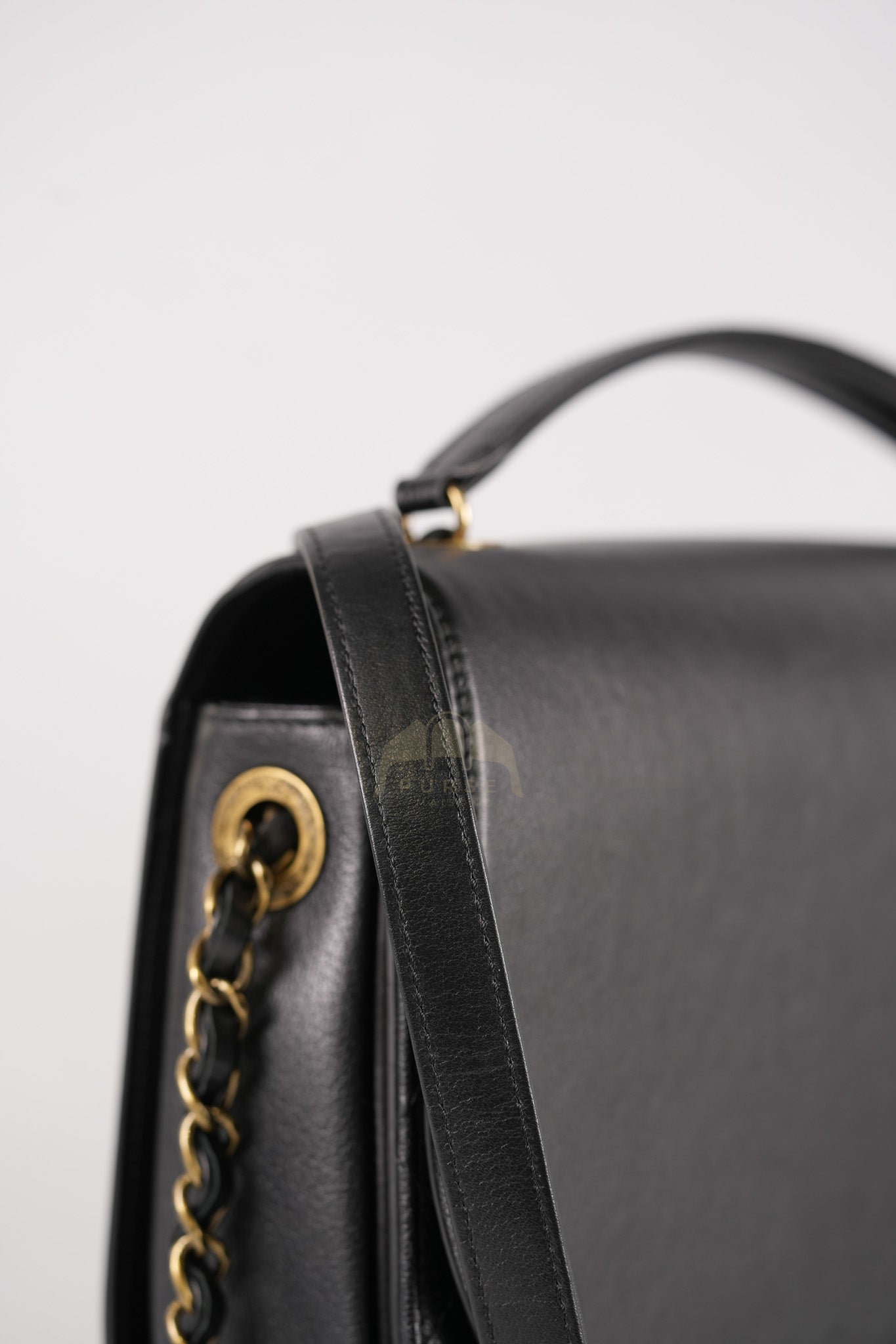 Coco Curve Flap Bag Medium in Black Calfskin Leather & Aged Gold Hardware Series 24 | Purse Maison Luxury Bags Shop
