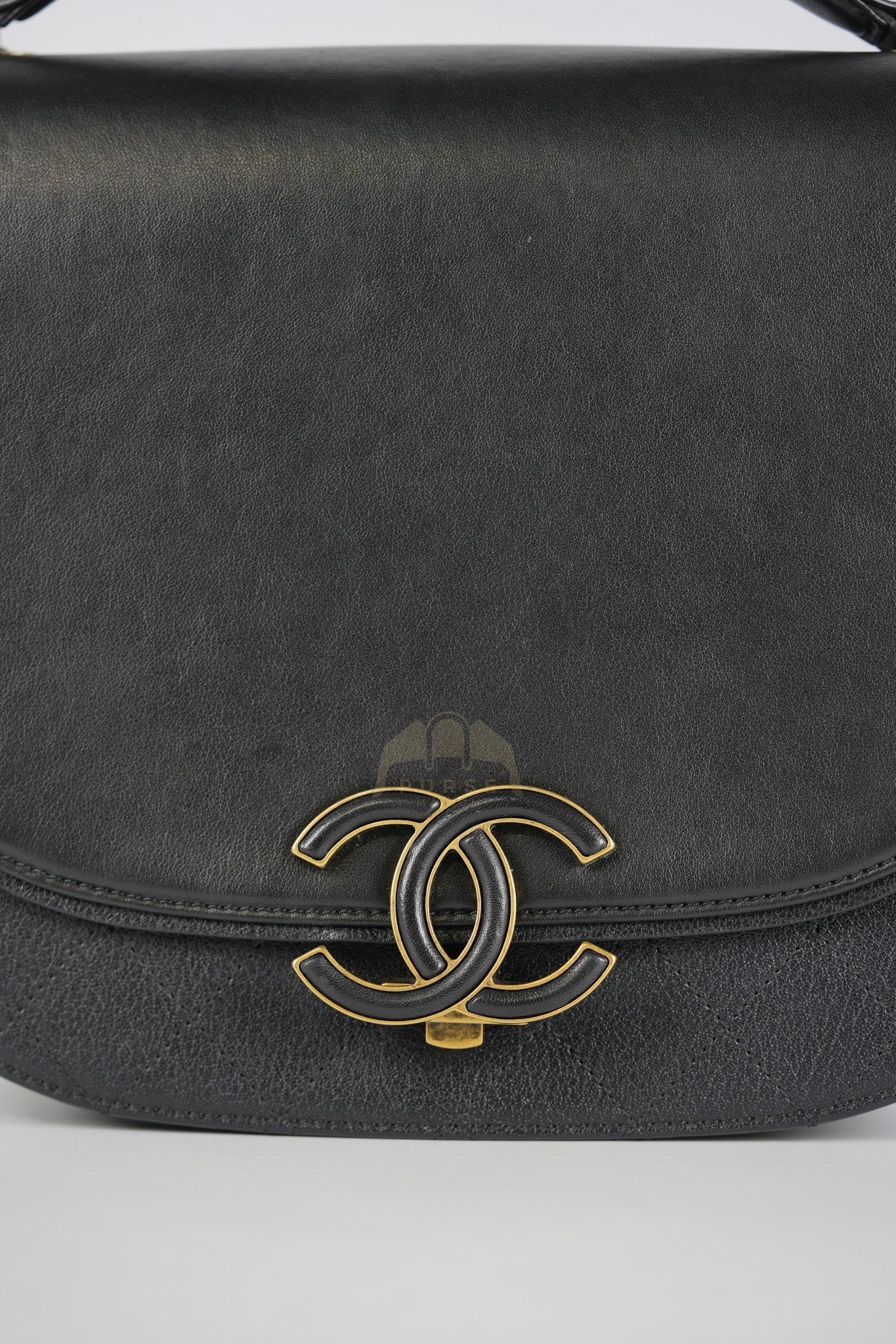 Coco Curve Flap Bag Medium in Black Calfskin Leather & Aged Gold Hardware Series 24 | Purse Maison Luxury Bags Shop