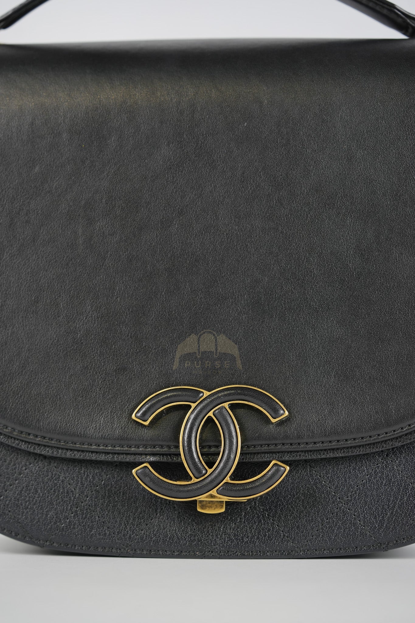 Coco Curve Flap Bag Medium in Black Calfskin Leather & Aged Gold Hardware Series 24 | Purse Maison Luxury Bags Shop