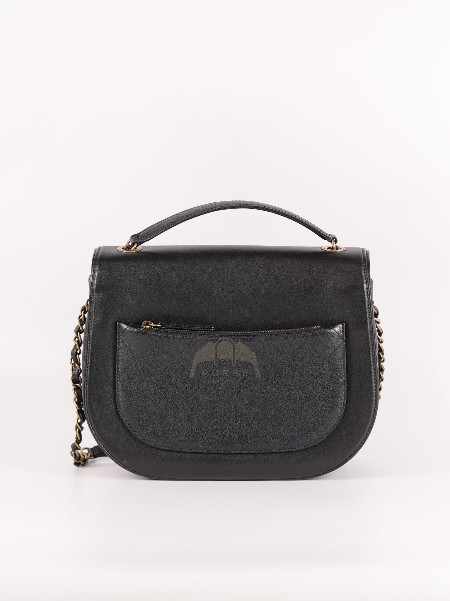 Coco Curve Flap Bag Medium in Black Calfskin Leather & Aged Gold Hardware Series 24 | Purse Maison Luxury Bags Shop