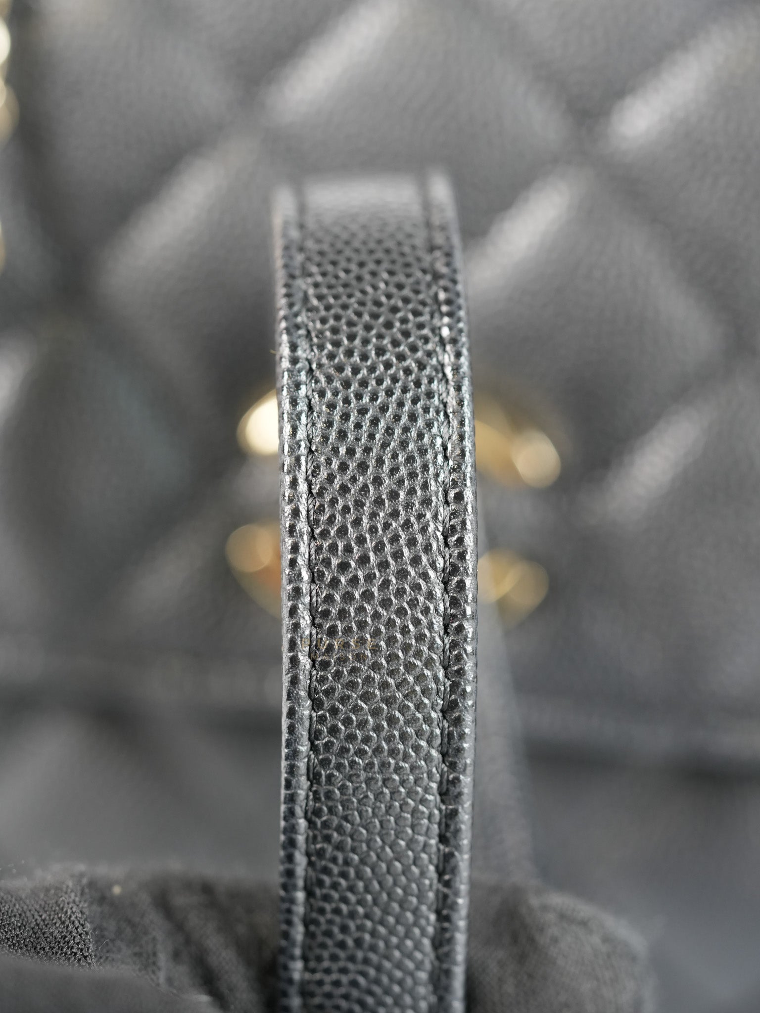 Coco Handle Black Small Caviar Lizard Handle in Light Gold Hardware (Microchip) | Purse Maison Luxury Bags Shop