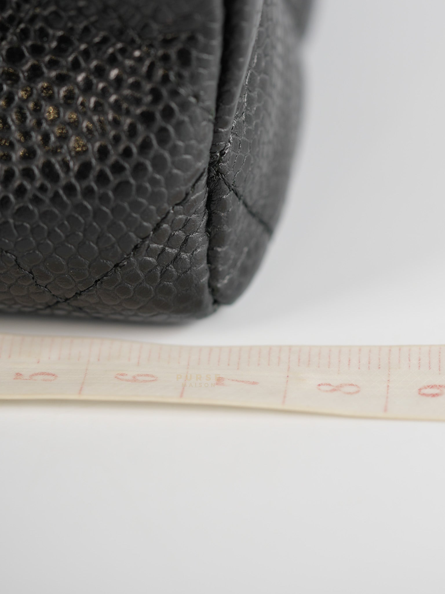 Coco Handle Black Small Caviar Lizard Handle in Light Gold Hardware (Microchip) | Purse Maison Luxury Bags Shop