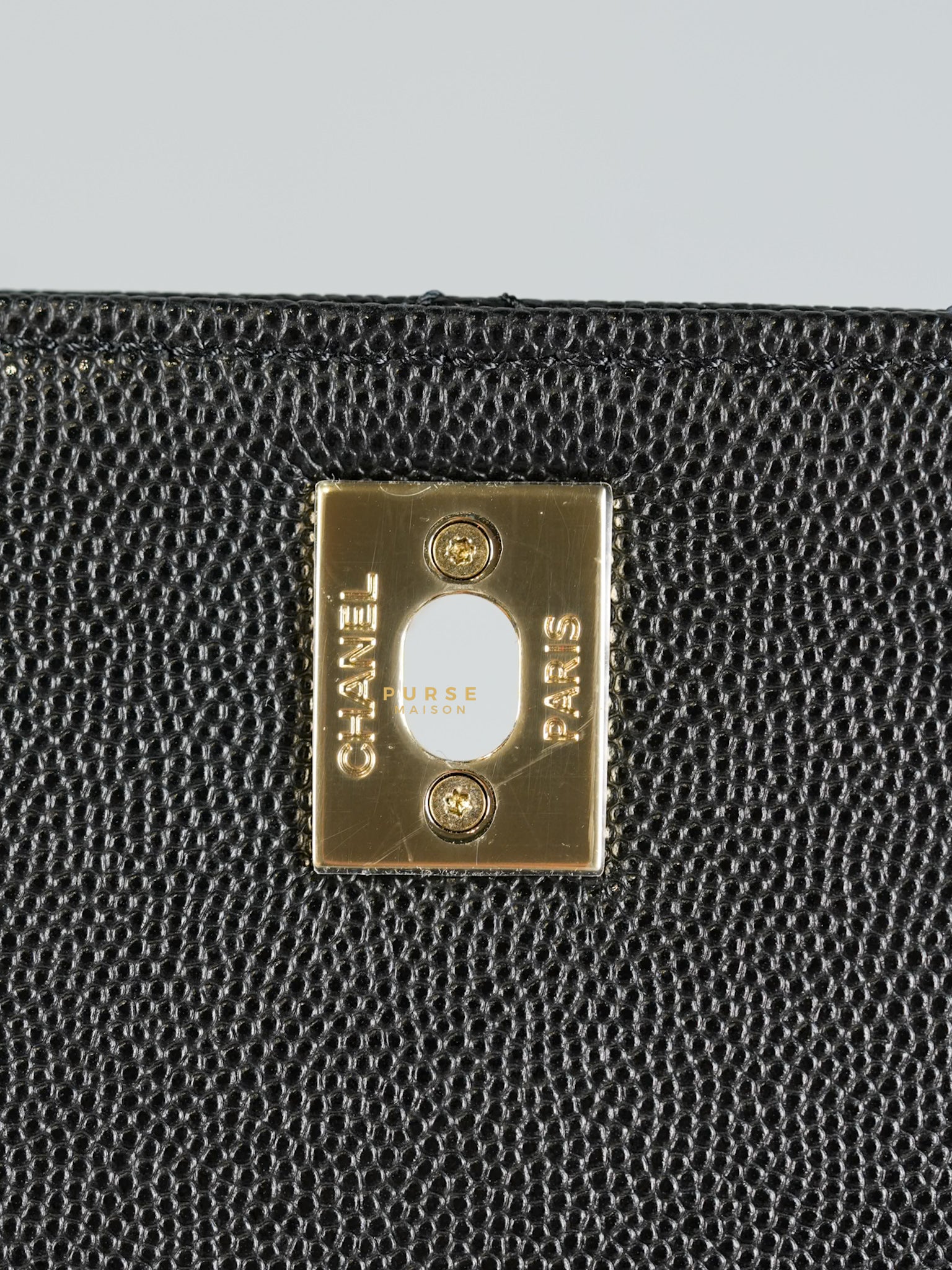 Coco Handle Medium Black Caviar & Light Gold Hardware (Microchip) | Purse Maison Luxury Bags Shop