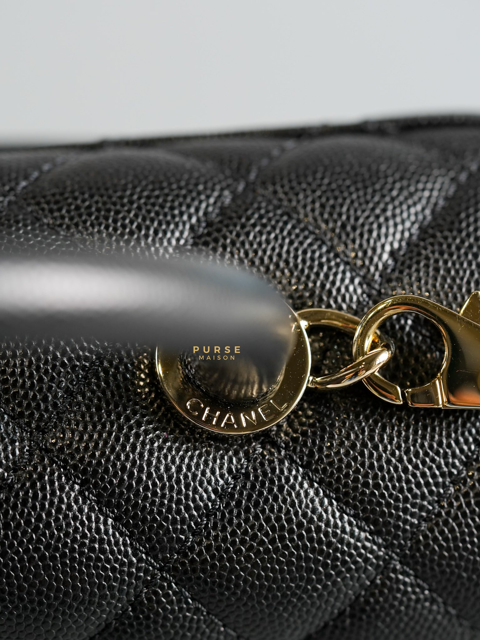 Coco Handle Medium Black Caviar & Light Gold Hardware (Microchip) | Purse Maison Luxury Bags Shop