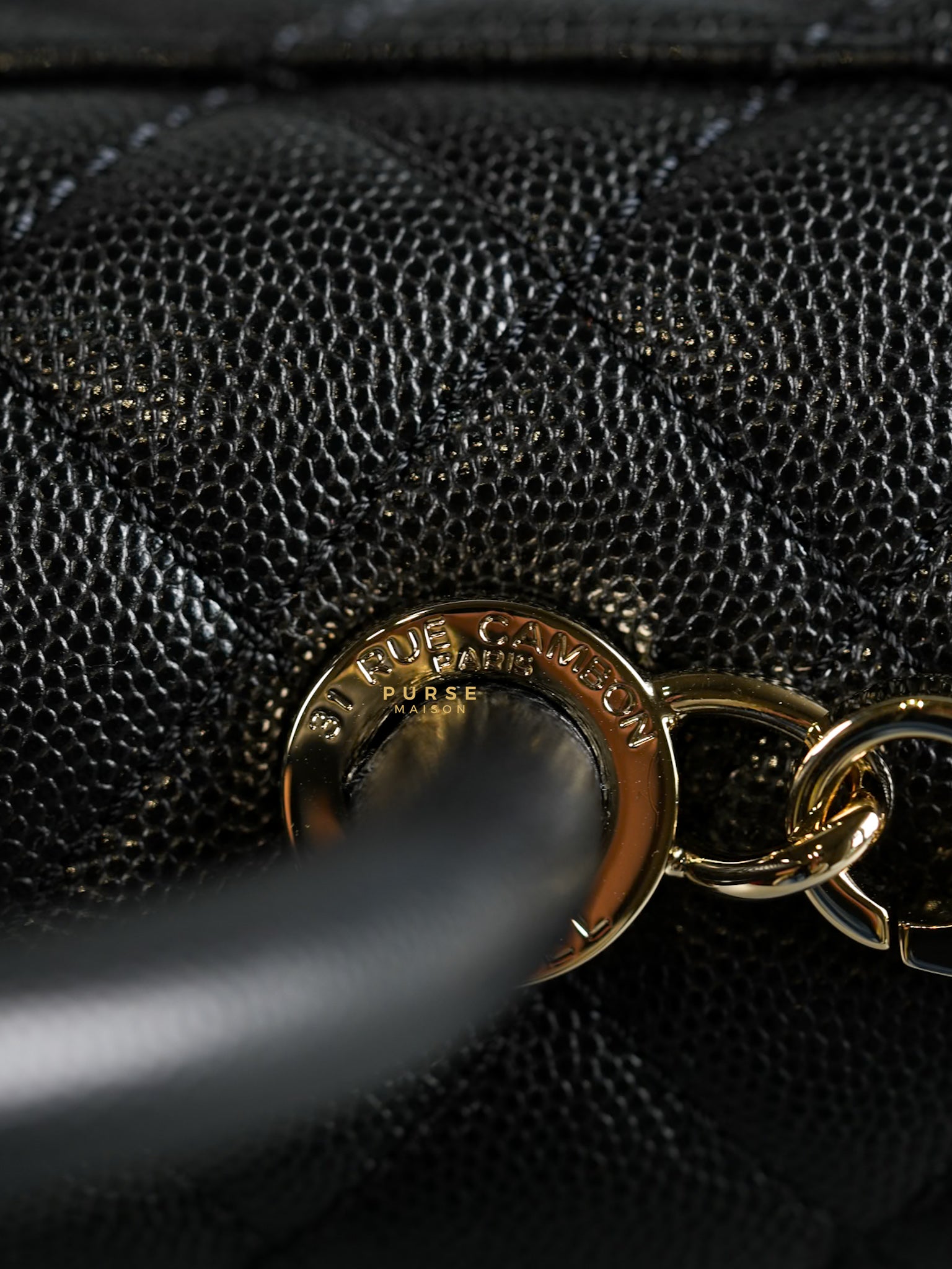 Coco Handle Medium Black Caviar & Light Gold Hardware (Microchip) | Purse Maison Luxury Bags Shop