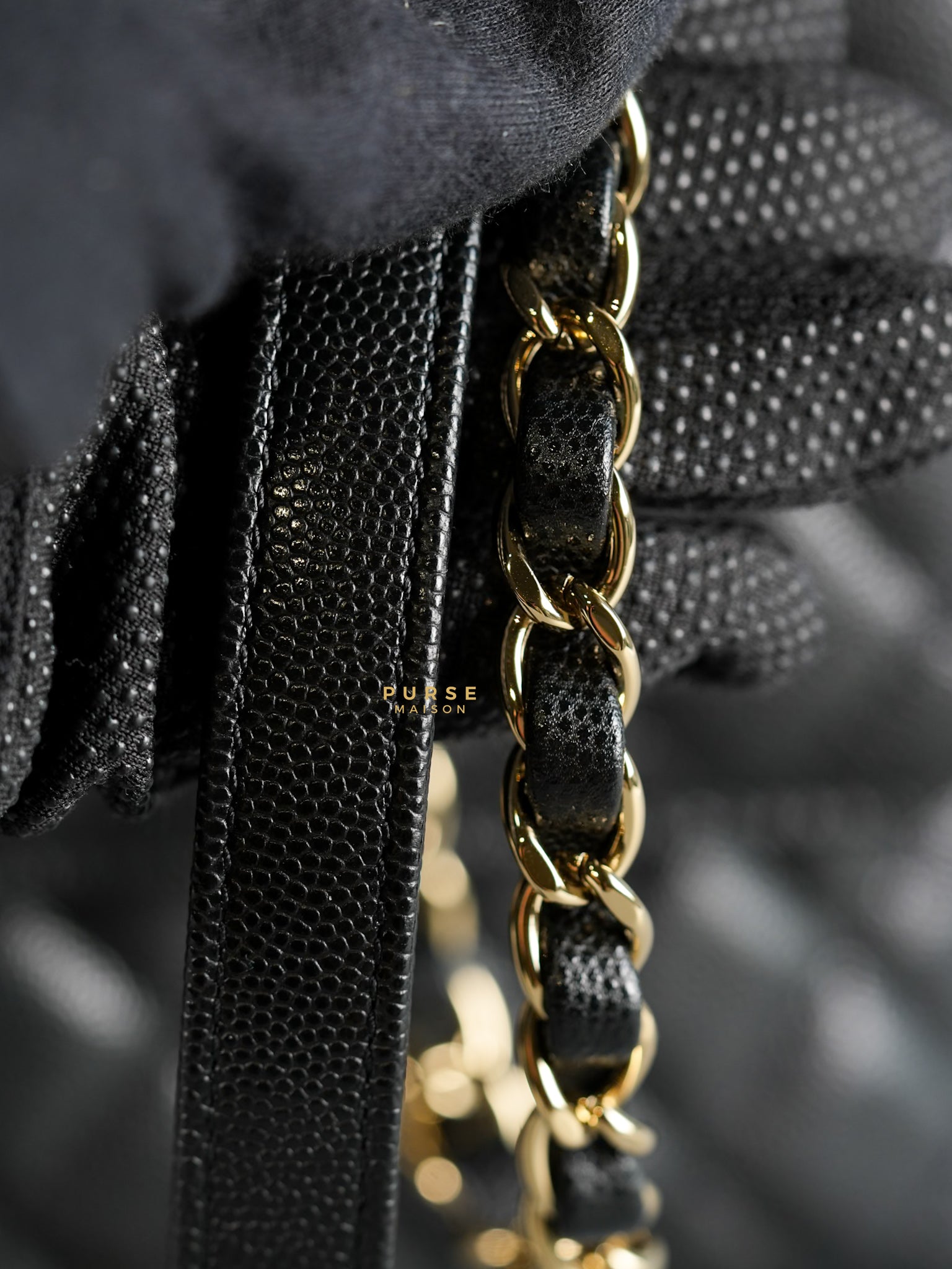 Coco Handle Medium Black Caviar & Light Gold Hardware (Microchip) | Purse Maison Luxury Bags Shop