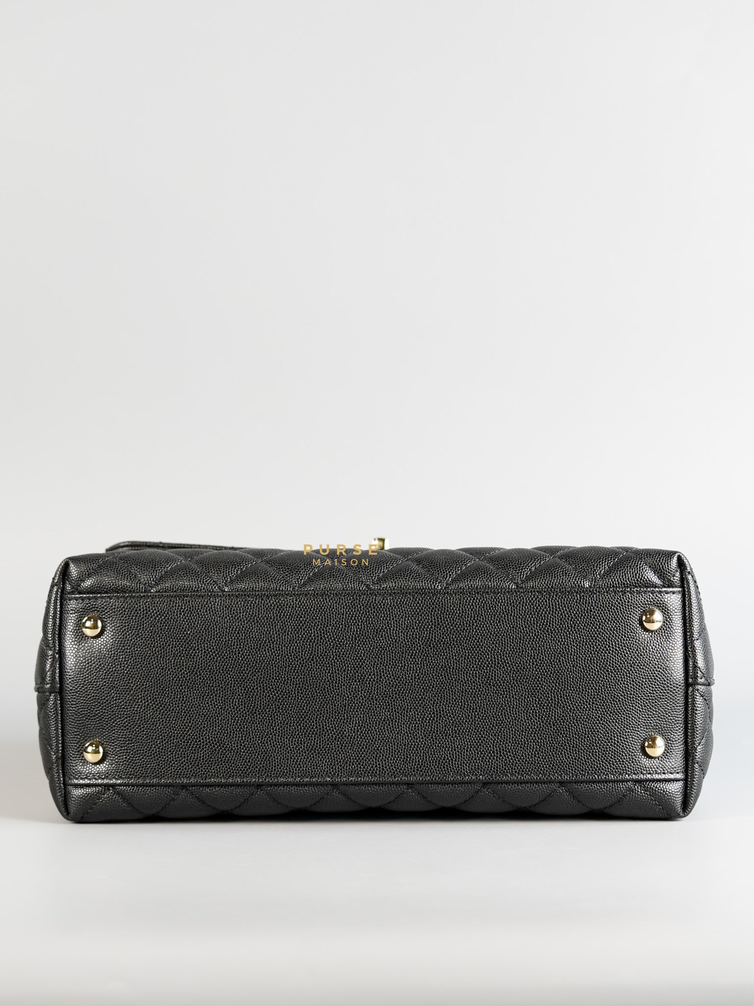 Coco Handle Medium Black Caviar & Light Gold Hardware (Microchip) | Purse Maison Luxury Bags Shop