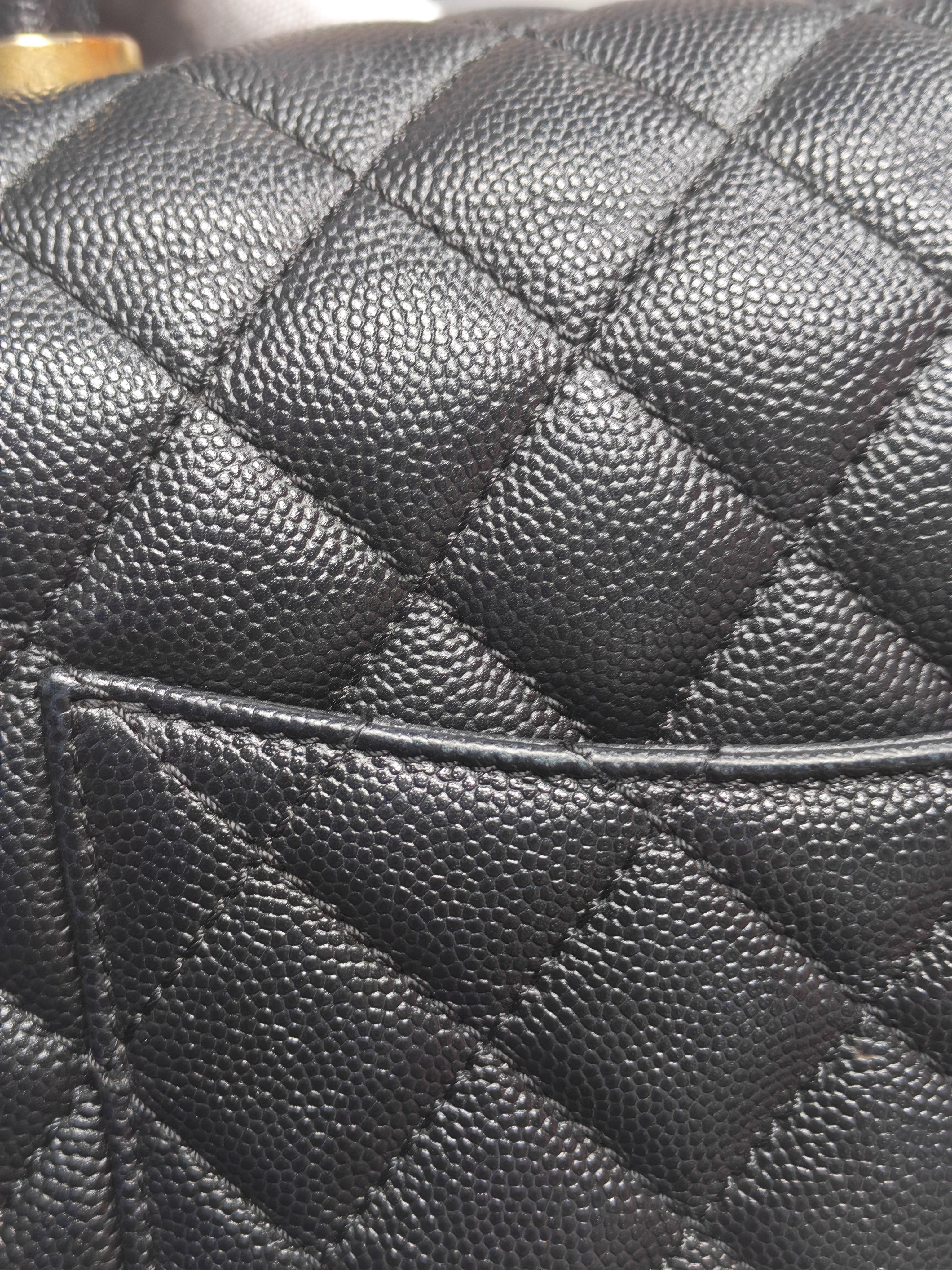 Coco Handle Medium in Black Caviar Leather Aged Gold Hardware Series 24 | Purse Maison Luxury Bags Shop