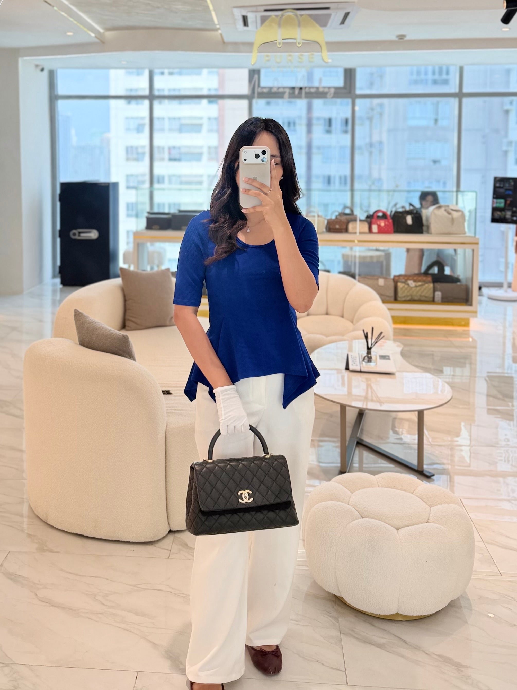 Coco Handle Medium in Black Caviar Leather Aged Gold Hardware Series 24 | Purse Maison Luxury Bags Shop