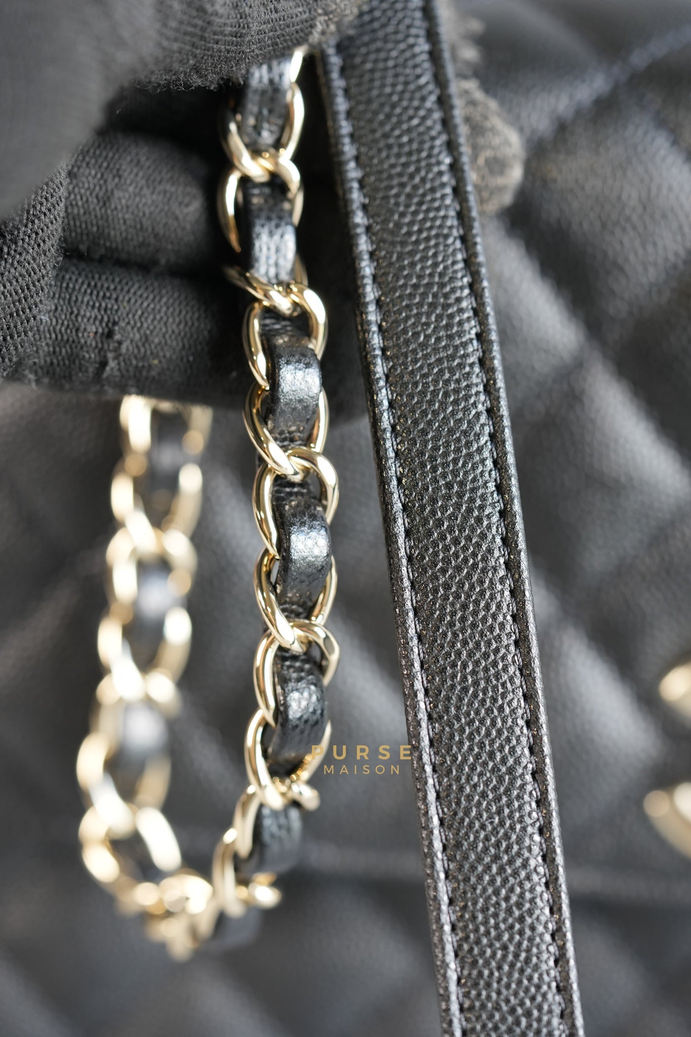 Coco Handle Medium in Black Caviar Leather and Light Gold Hardware (microchip) | Purse Maison Luxury Bags Shop