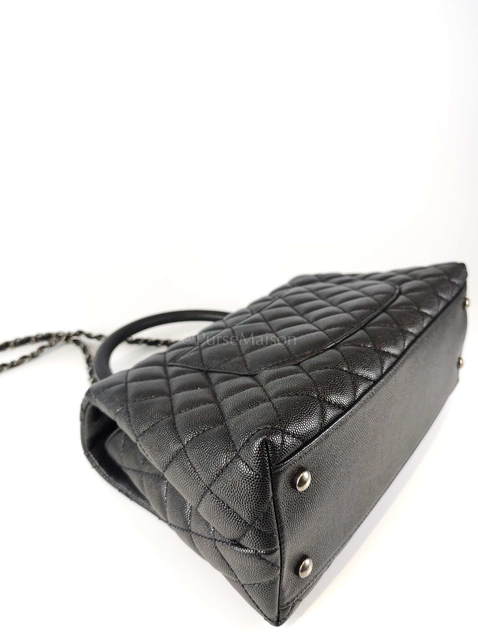 Coco Handle Medium in Black Quilted Caviar & Ruthenium Hardware Series 23 | Purse Maison Luxury Bags Shop