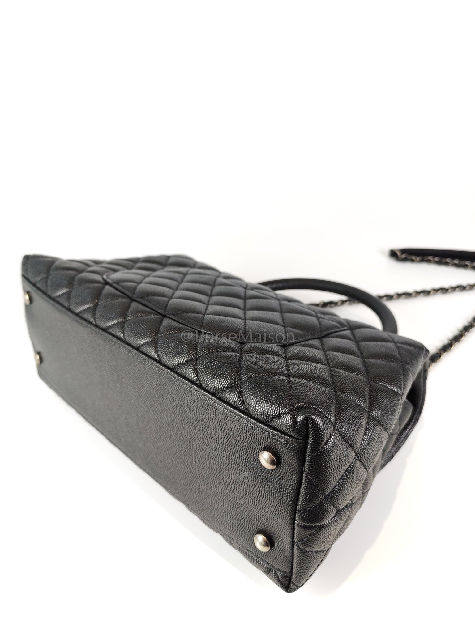 Coco Handle Medium in Black Quilted Caviar & Ruthenium Hardware Series 23 | Purse Maison Luxury Bags Shop