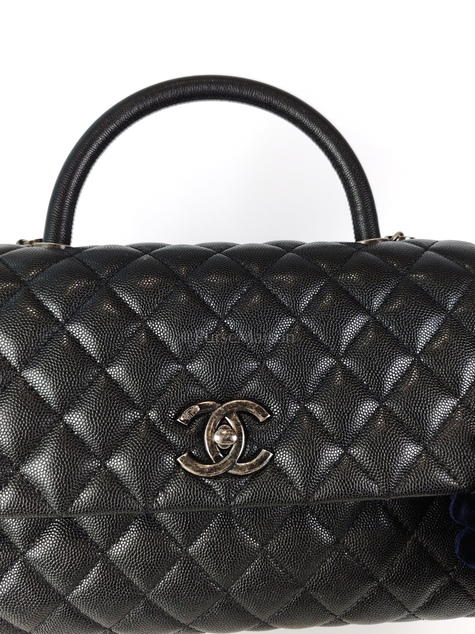 Coco Handle Medium in Black Quilted Caviar & Ruthenium Hardware Series 23 | Purse Maison Luxury Bags Shop
