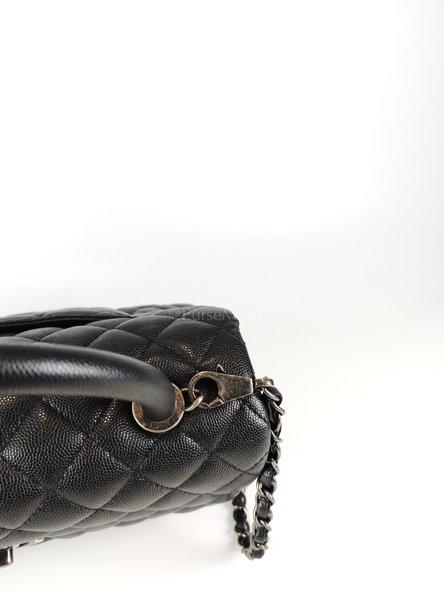 Coco Handle Medium in Black Quilted Caviar & Ruthenium Hardware Series 23 | Purse Maison Luxury Bags Shop