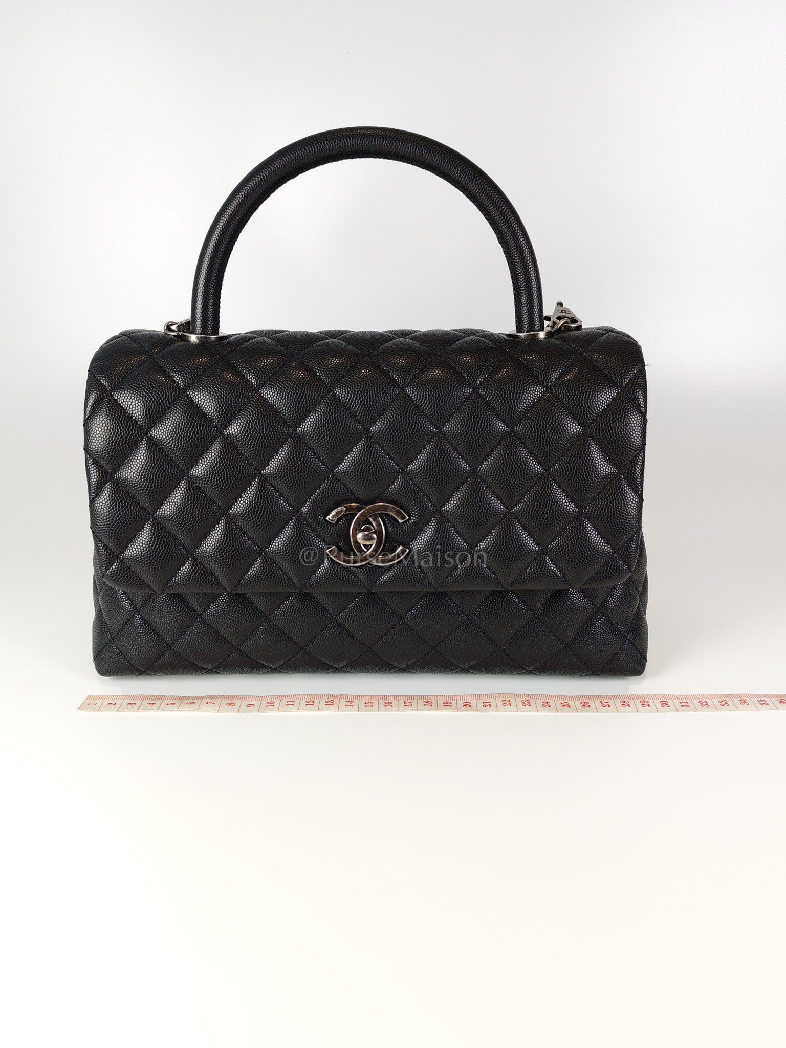 Coco Handle Medium in Black Quilted Caviar & Ruthenium Hardware Series 23 | Purse Maison Luxury Bags Shop