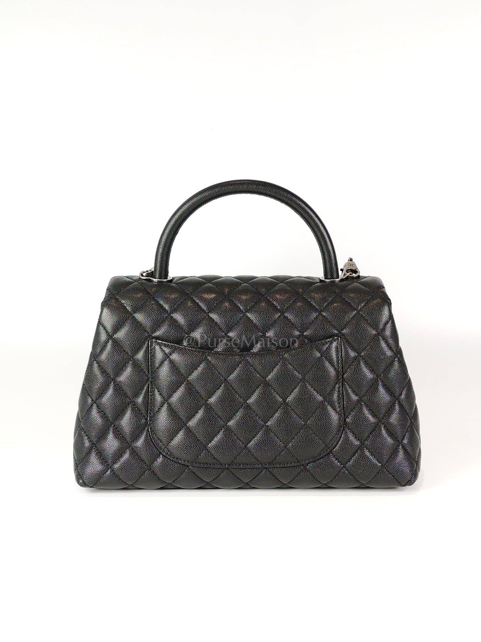 Coco Handle Medium in Black Quilted Caviar & Ruthenium Hardware Series 23 | Purse Maison Luxury Bags Shop