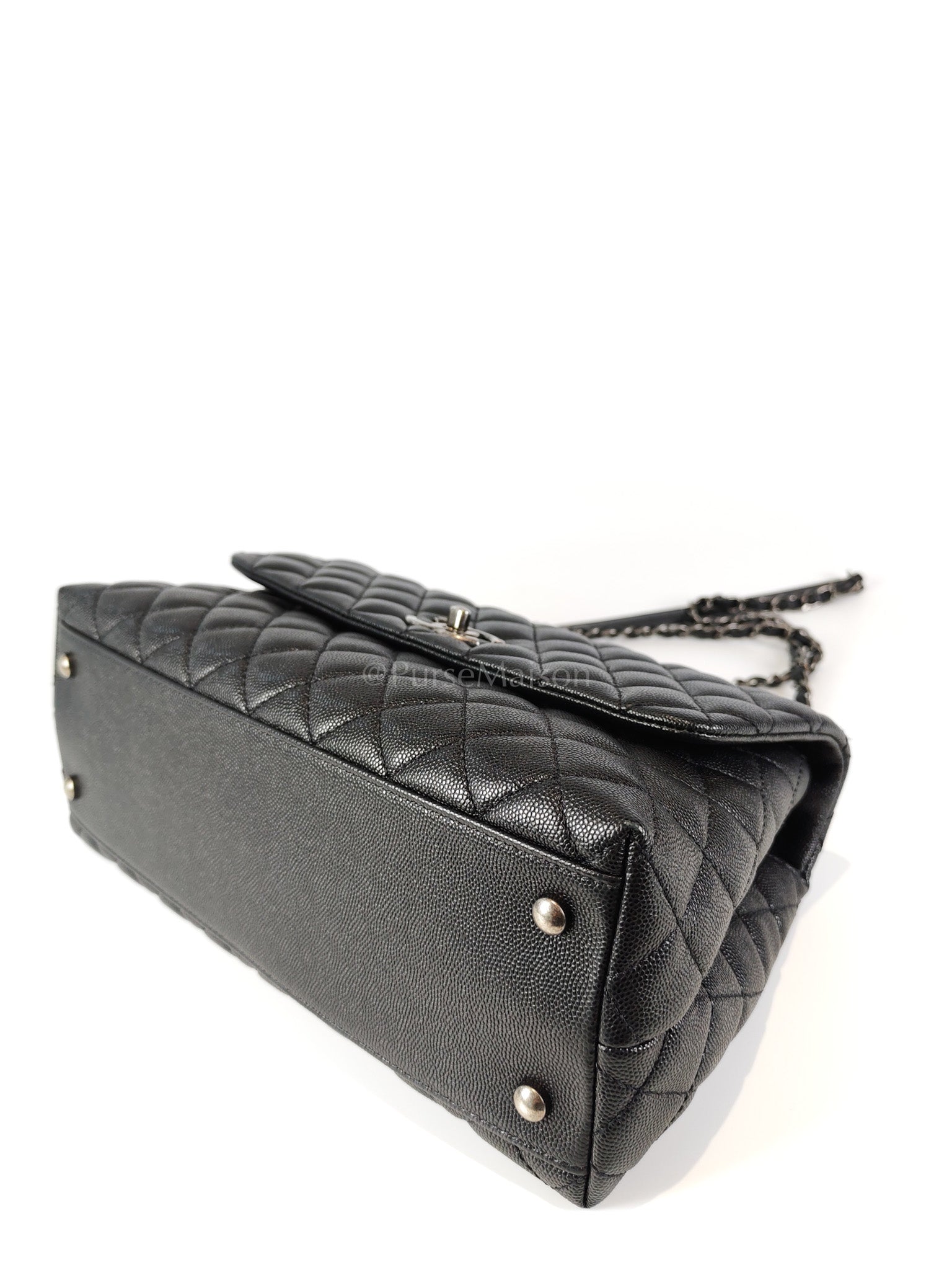 Coco Handle Medium in Black Quilted Caviar & Ruthenium Hardware Series 23 | Purse Maison Luxury Bags Shop