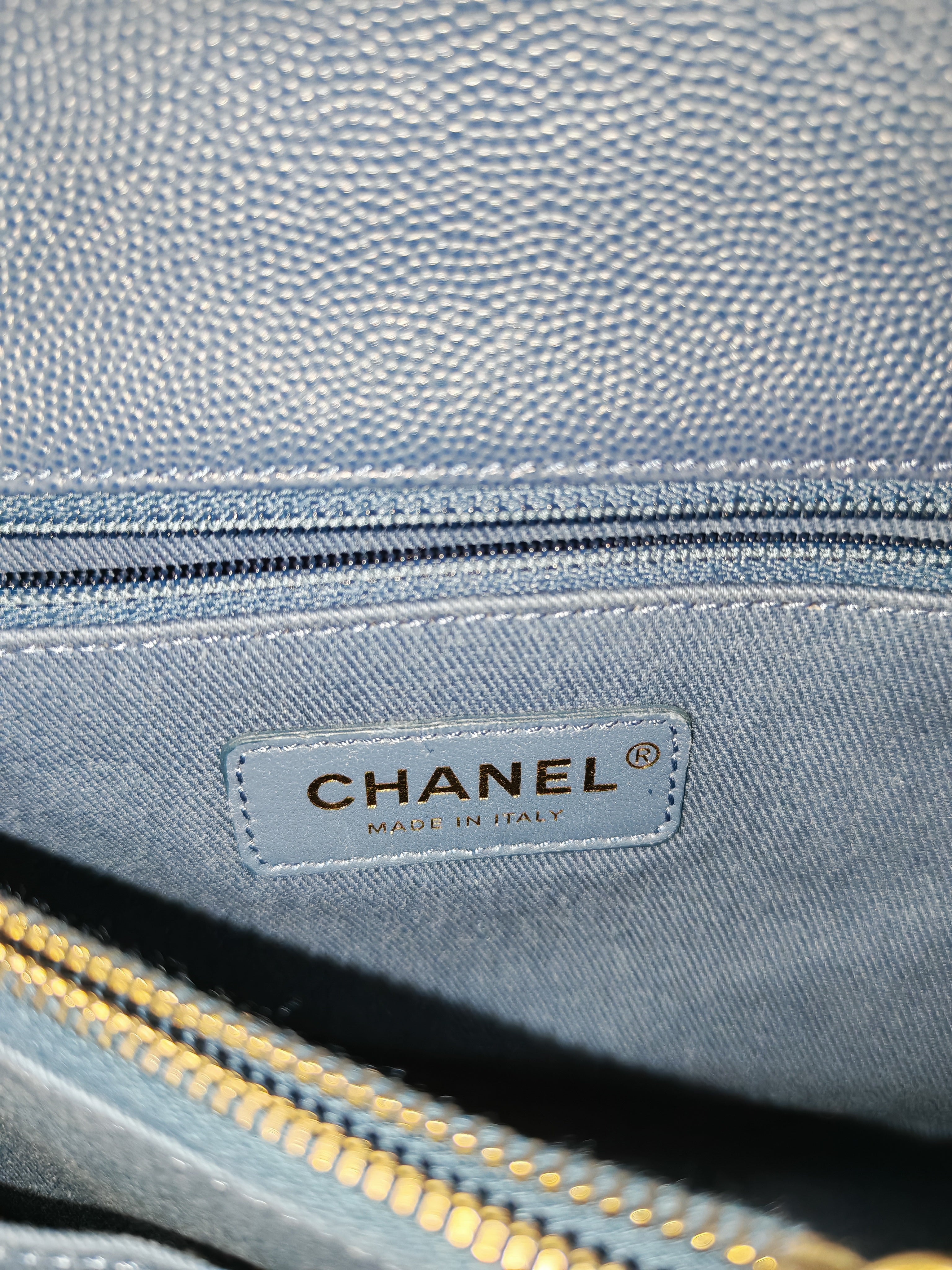 Coco Handle Medium in Blue Quilted Caviar Leather & Aged Gold Hardware Series 24 | Purse Maison Luxury Bags Shop