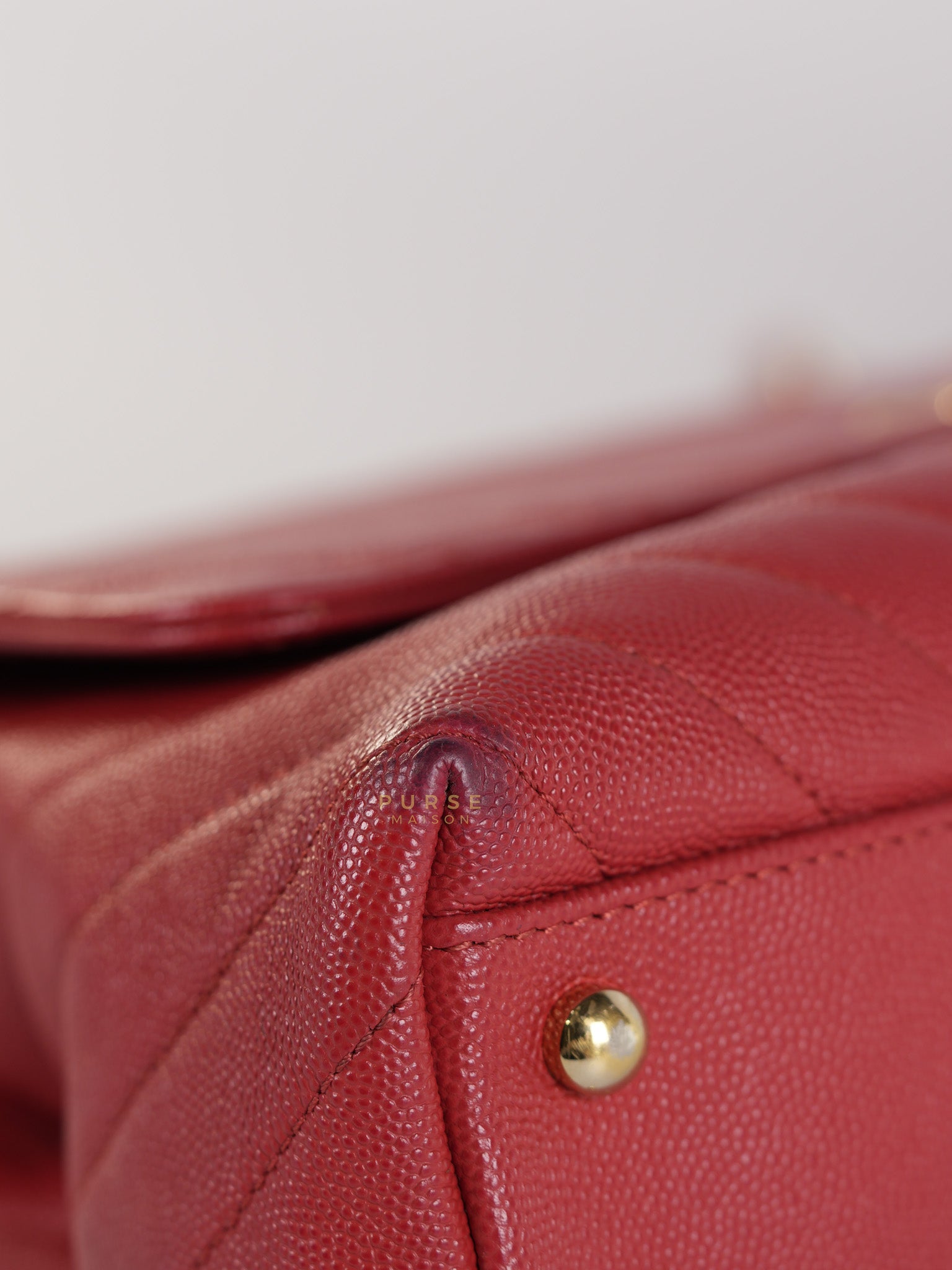 Coco Handle Medium in Red Caviar Leather & Gold Hardware(Series 29) | Purse Maison Luxury Bags Shop