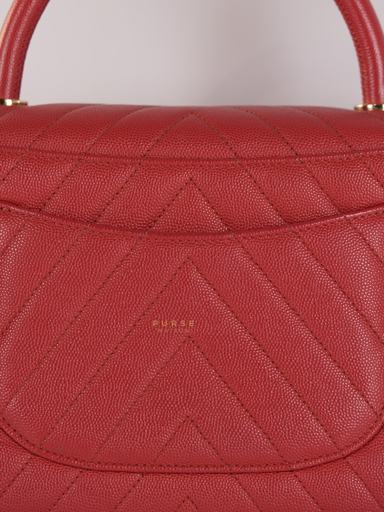 Coco Handle Medium in Red Caviar Leather & Gold Hardware(Series 29) | Purse Maison Luxury Bags Shop