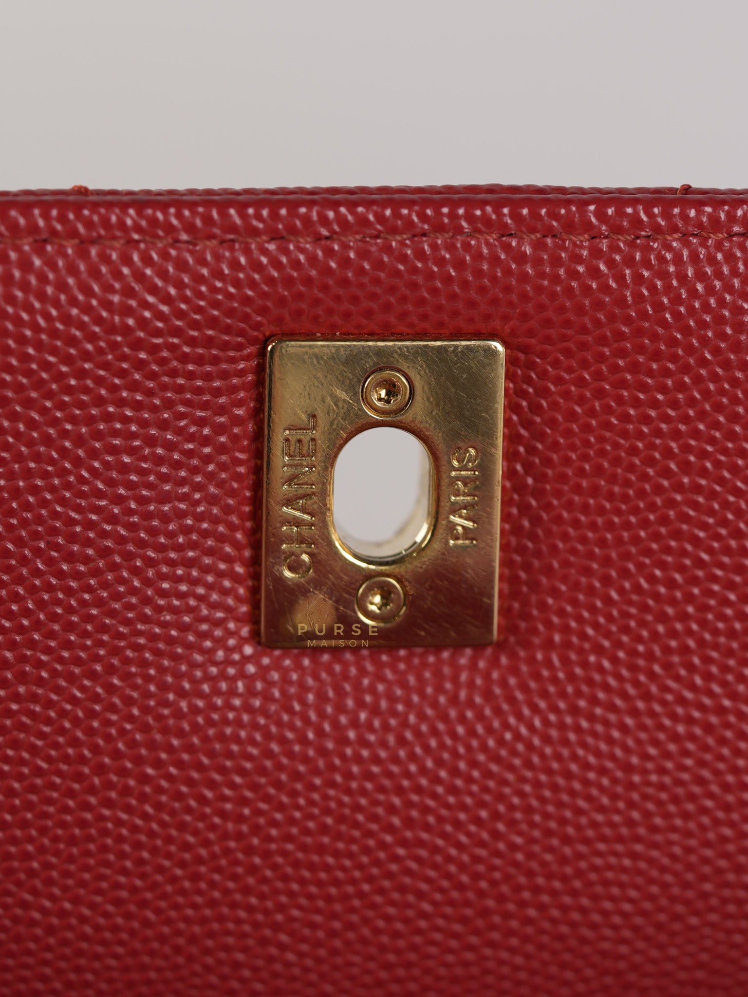 Coco Handle Medium in Red Caviar Leather & Gold Hardware(Series 29) | Purse Maison Luxury Bags Shop