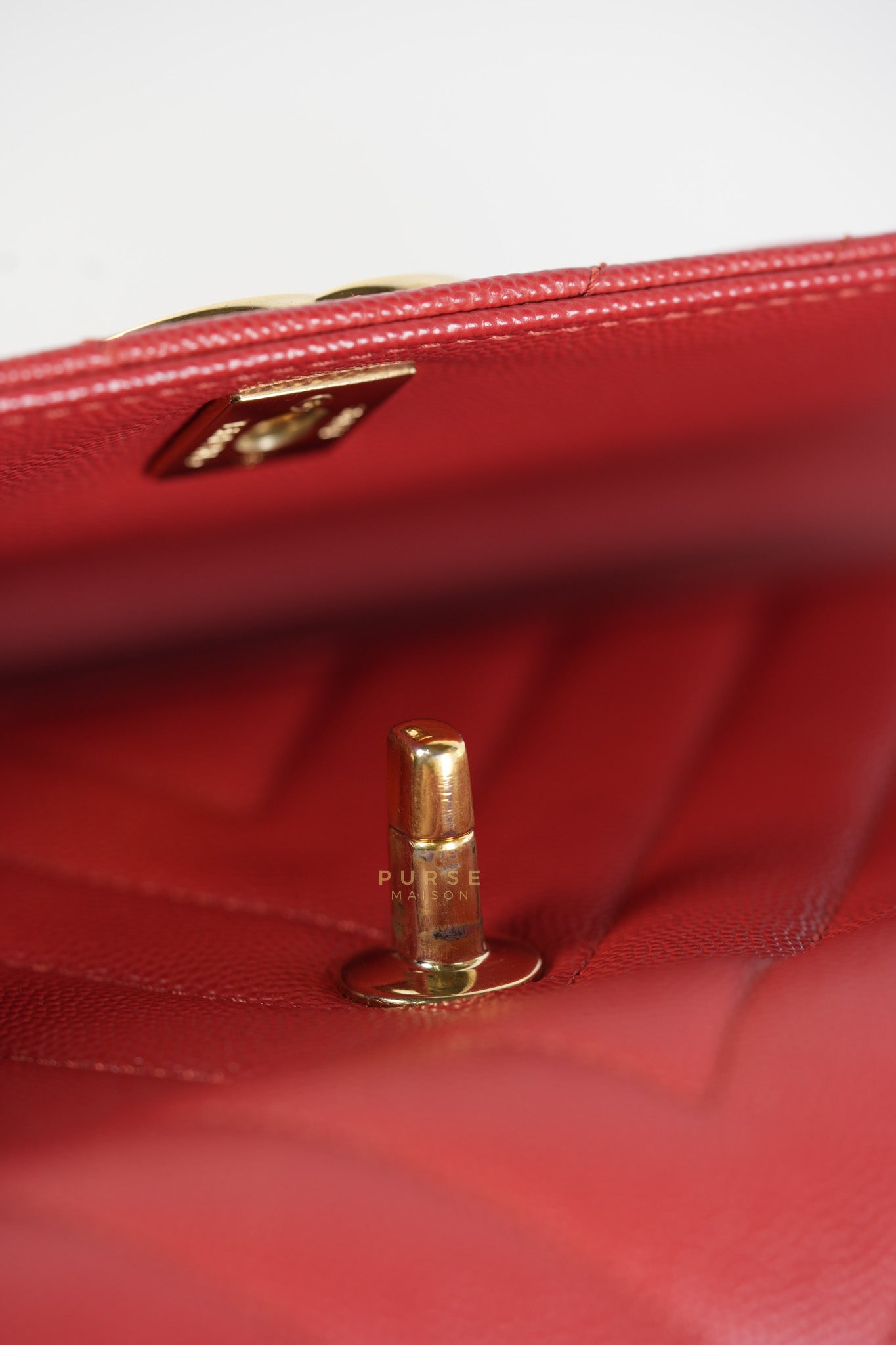 Coco Handle Medium in Red Caviar Leather & Gold Hardware(Series 29) | Purse Maison Luxury Bags Shop