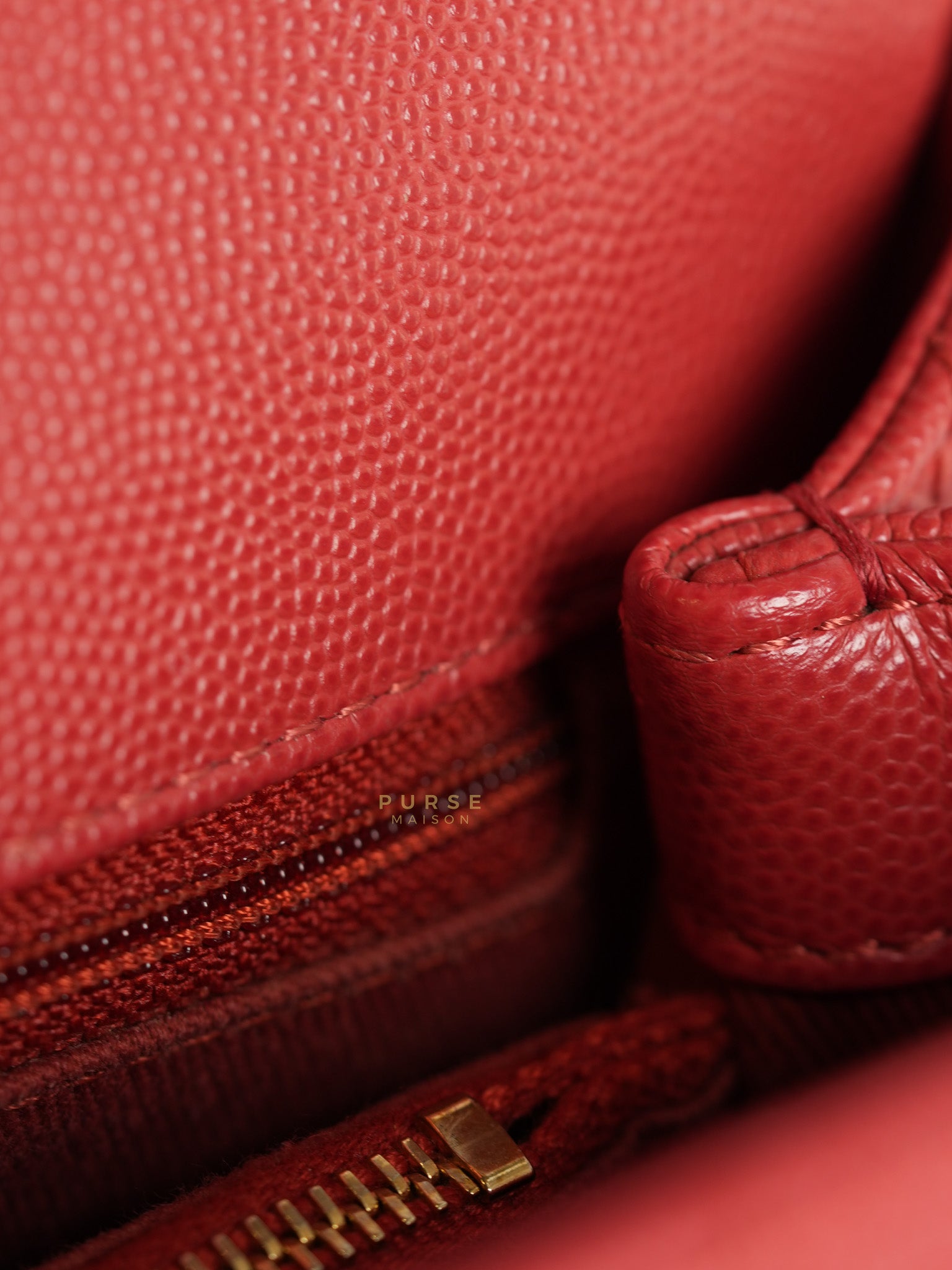 Coco Handle Medium in Red Caviar Leather & Gold Hardware(Series 29) | Purse Maison Luxury Bags Shop