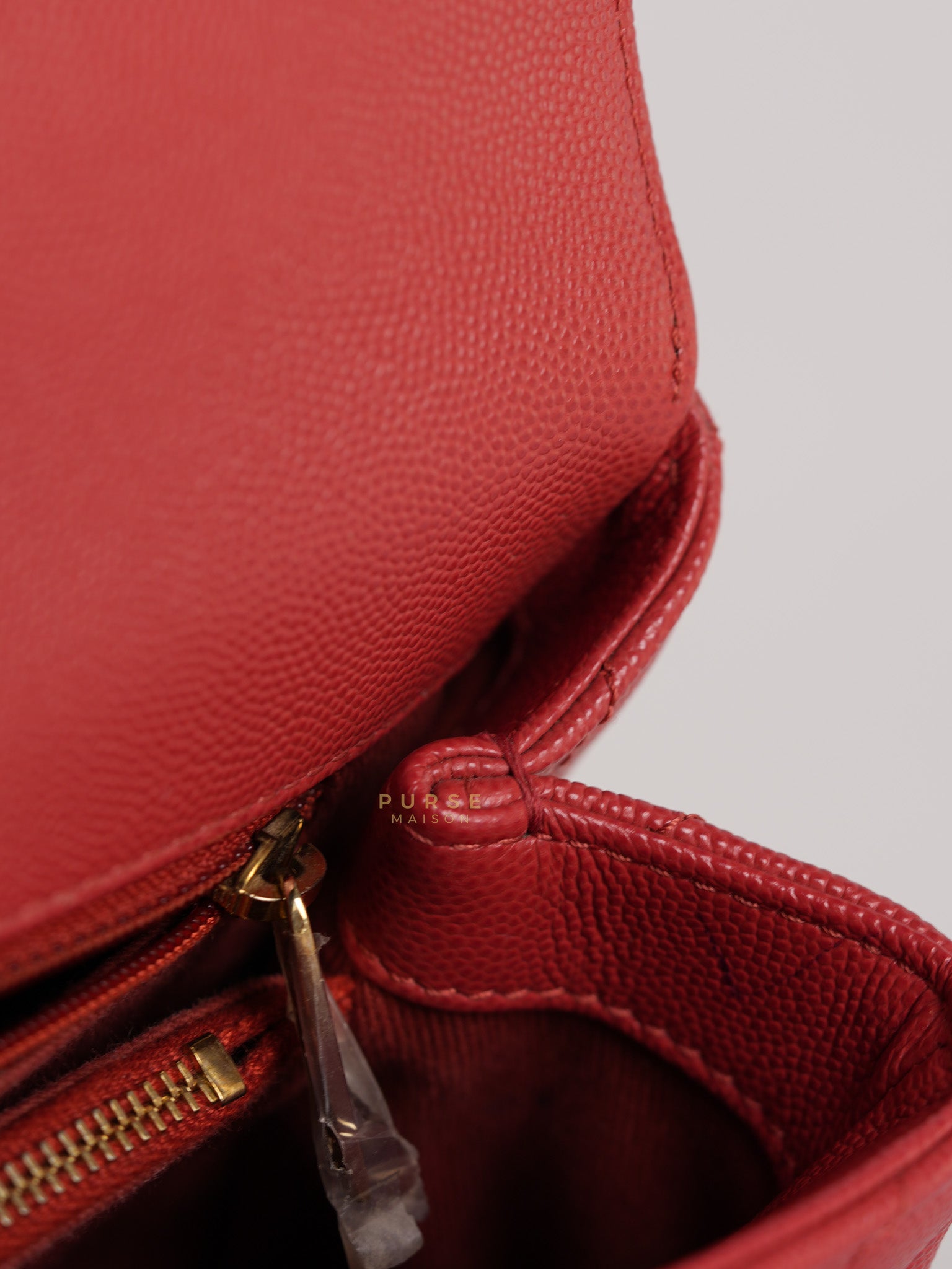 Coco Handle Medium in Red Caviar Leather & Gold Hardware(Series 29) | Purse Maison Luxury Bags Shop