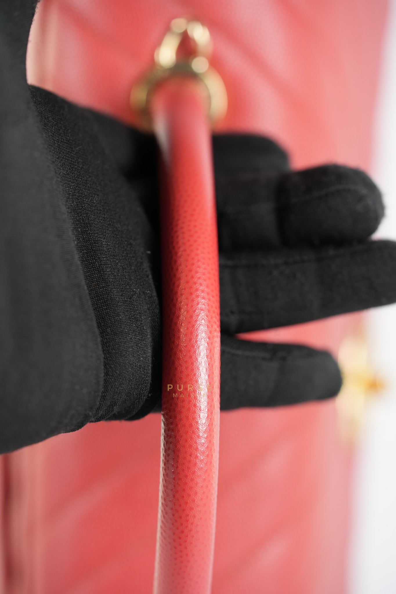 Coco Handle Medium in Red Caviar Leather & Gold Hardware(Series 29) | Purse Maison Luxury Bags Shop