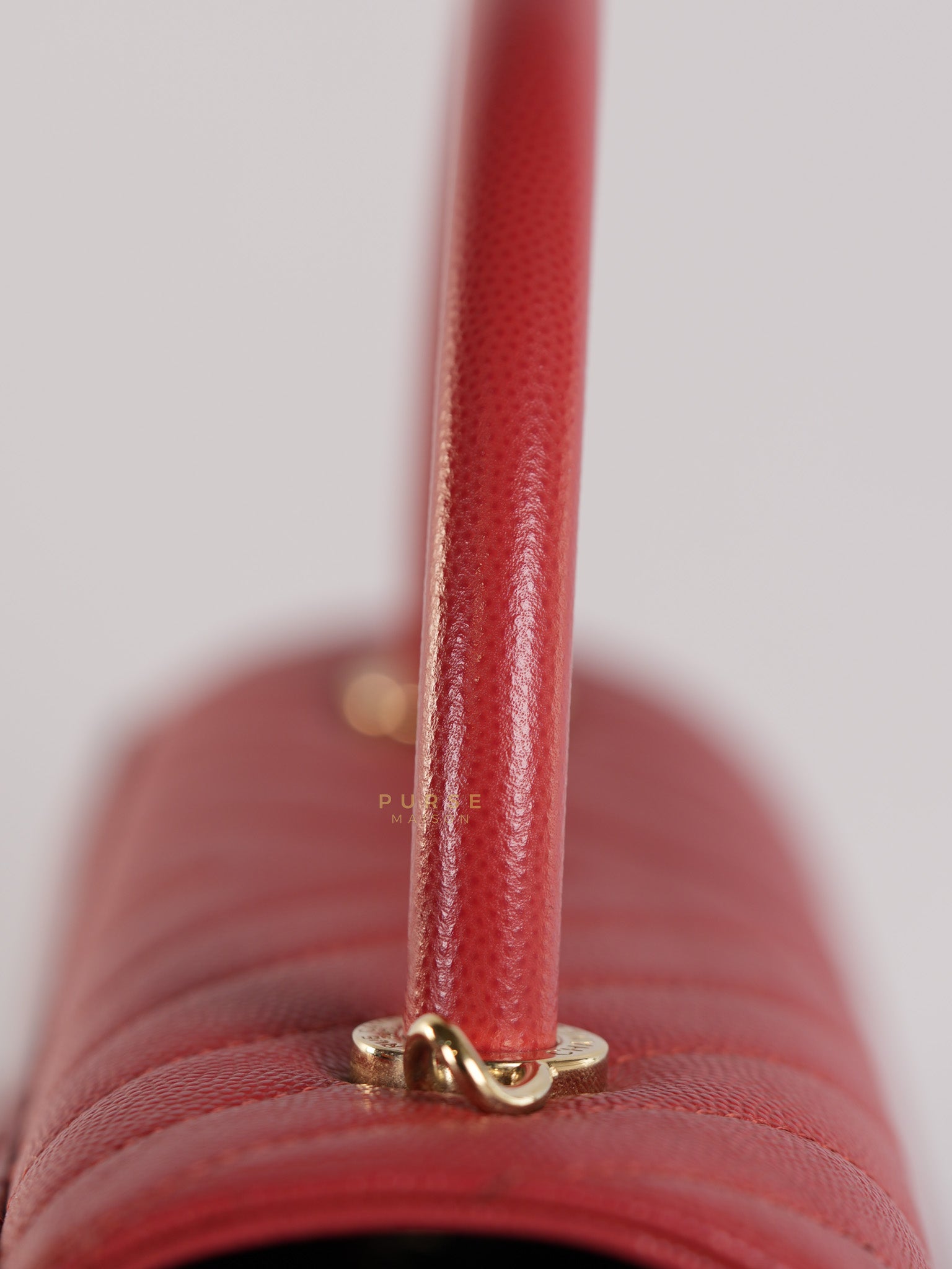 Coco Handle Medium in Red Caviar Leather & Gold Hardware(Series 29) | Purse Maison Luxury Bags Shop