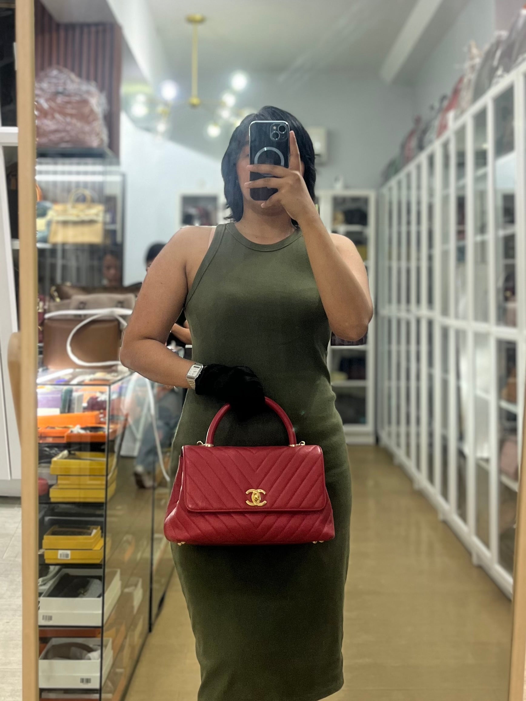 Coco Handle Medium in Red Caviar Leather & Gold Hardware(Series 29) | Purse Maison Luxury Bags Shop