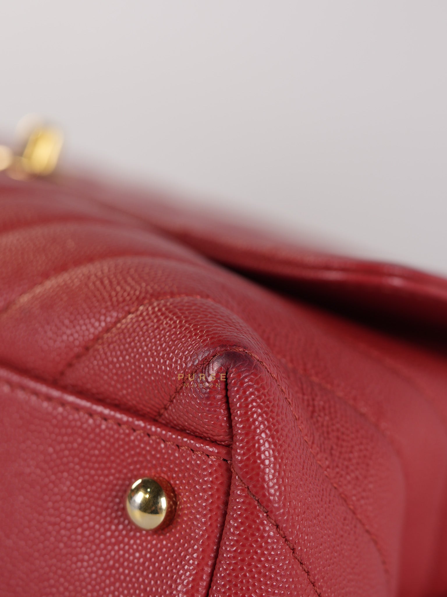Coco Handle Medium in Red Caviar Leather & Gold Hardware(Series 29) | Purse Maison Luxury Bags Shop