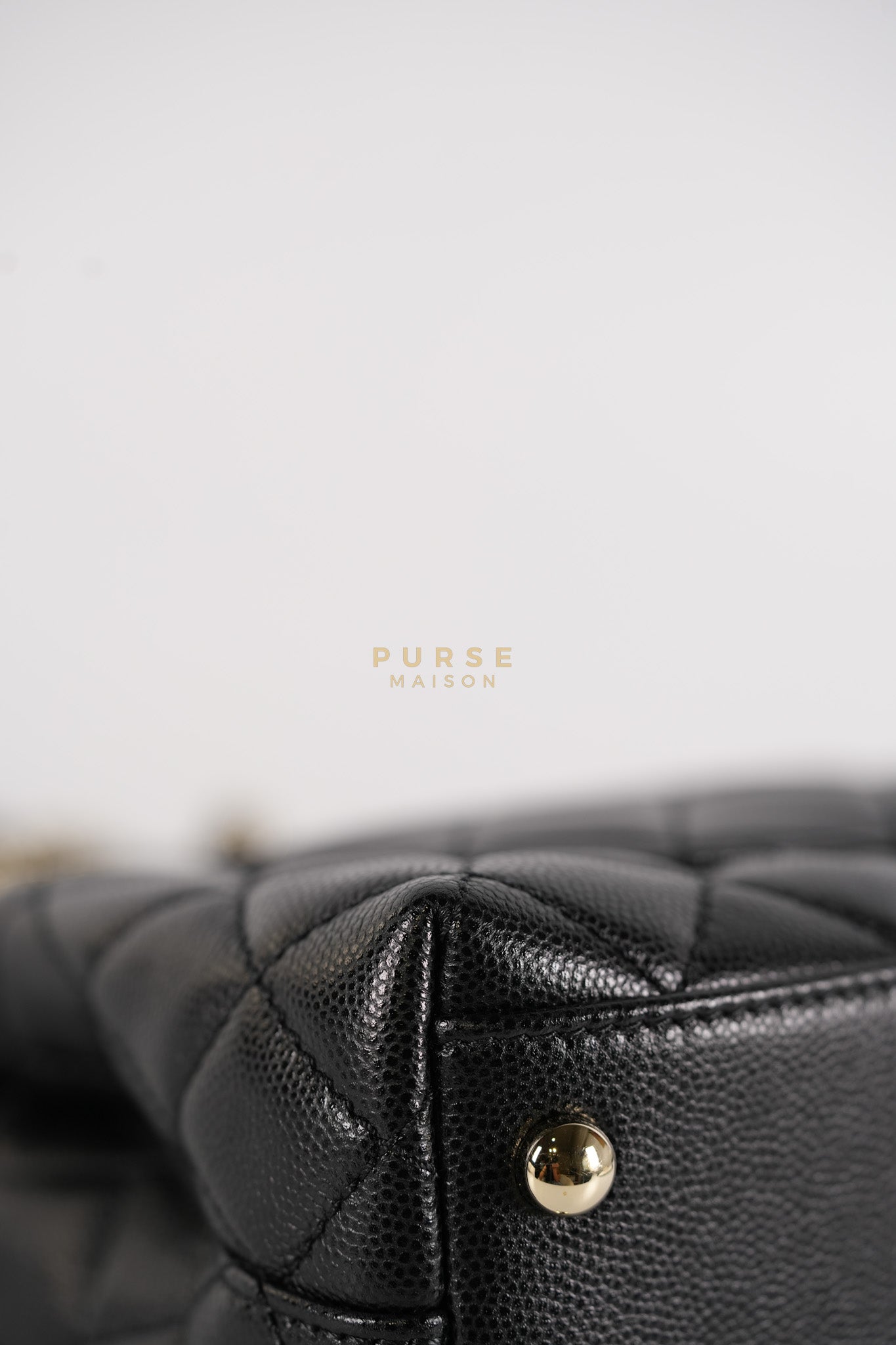Coco Handle Mini in Black Quilted Caviar Leather in Light Gold Hardware (Microchip) | Purse Maison Luxury Bags Shop
