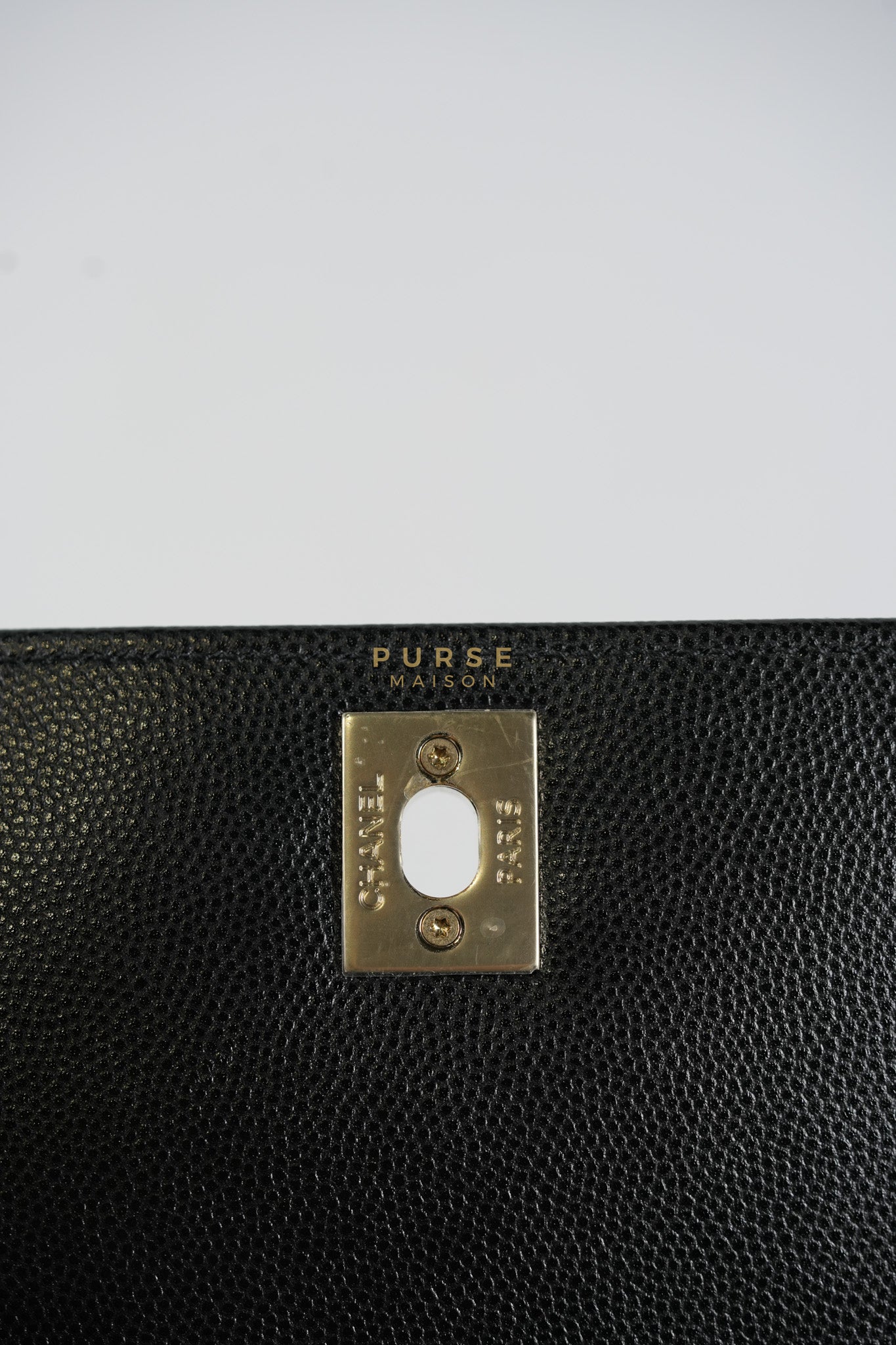 Coco Handle Mini in Black Quilted Caviar Leather in Light Gold Hardware (Microchip) | Purse Maison Luxury Bags Shop