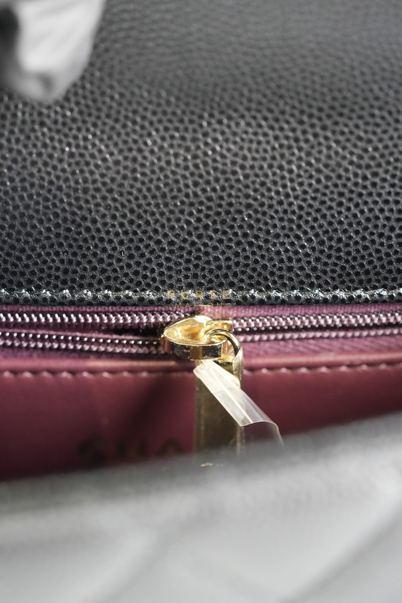 Coco Handle Mini in Black Quilted Caviar Leather in Light Gold Hardware (Microchip) | Purse Maison Luxury Bags Shop