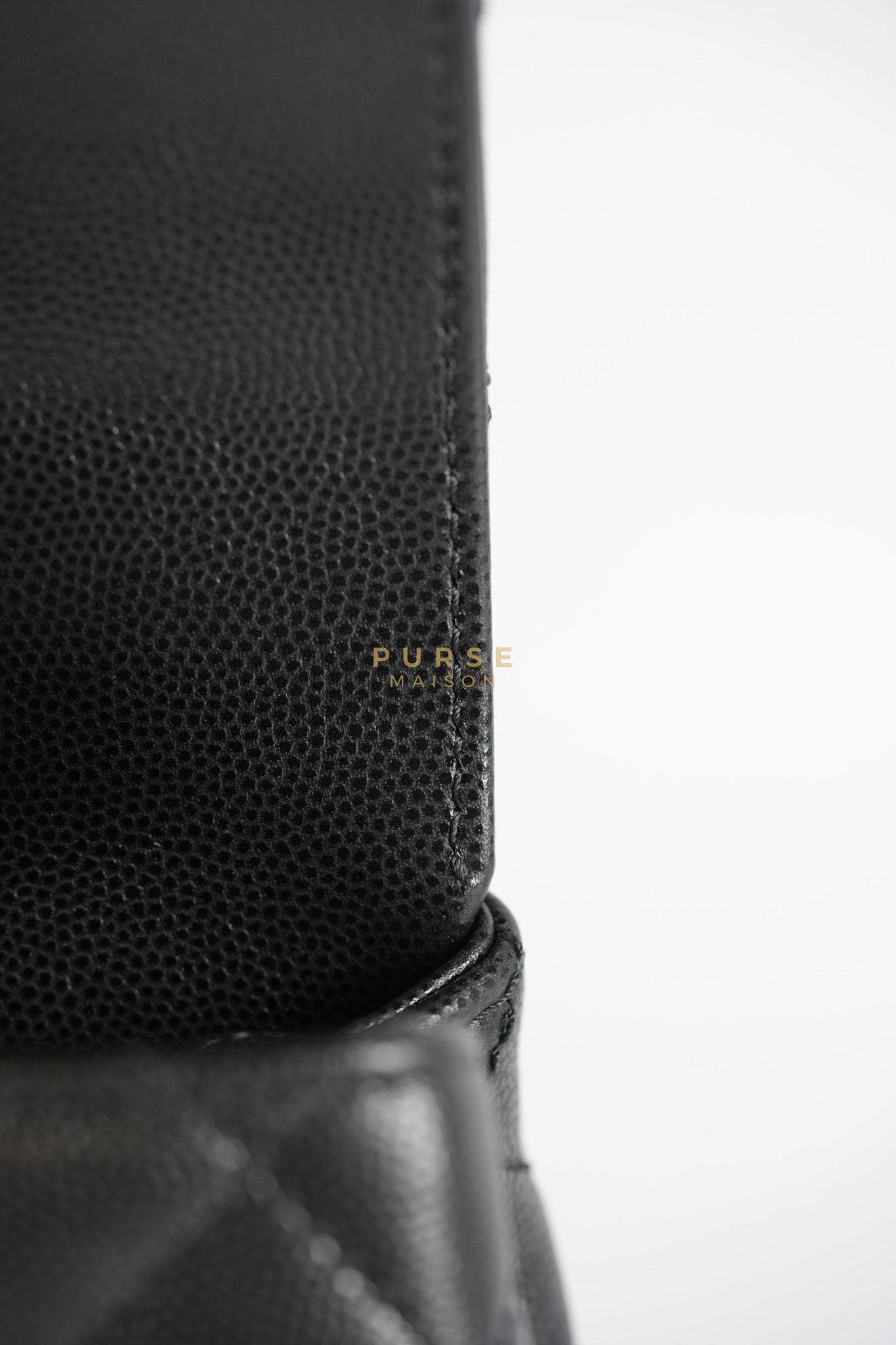 Coco Handle Mini in Black Quilted Caviar Leather in Light Gold Hardware (Microchip) | Purse Maison Luxury Bags Shop