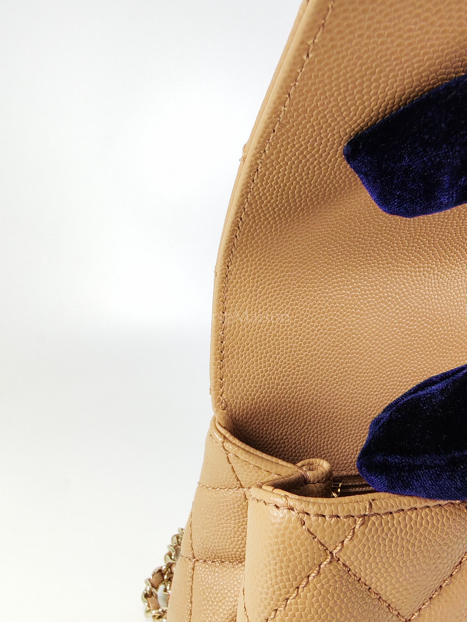 Coco Handle Mini in Dark Beige Caviar Leather Light Gold Hardware(Microchip) | Purse Maison Luxury Bags Shop