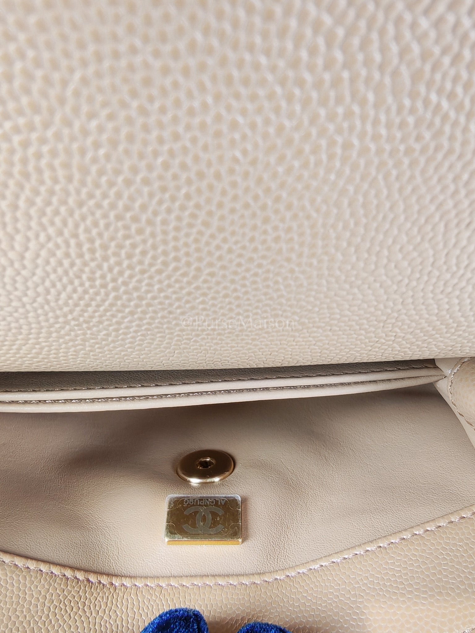 Coco Handle Mini in Dark Beige Caviar Leather Light Gold Hardware(Microchip) | Purse Maison Luxury Bags Shop