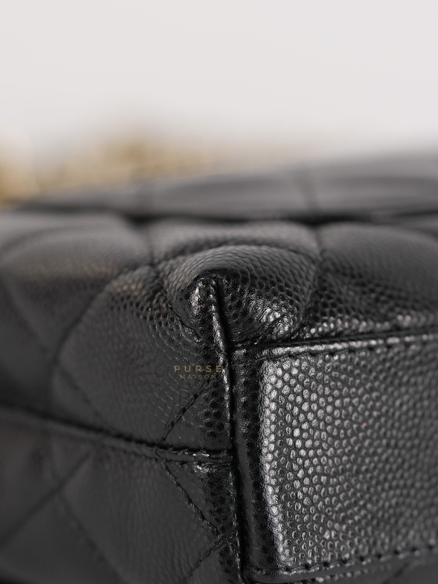 Coco Handle Nano in Black Caviar Leather and Light Gold Hardware (Microchip) | Purse Maison Luxury Bags Shop