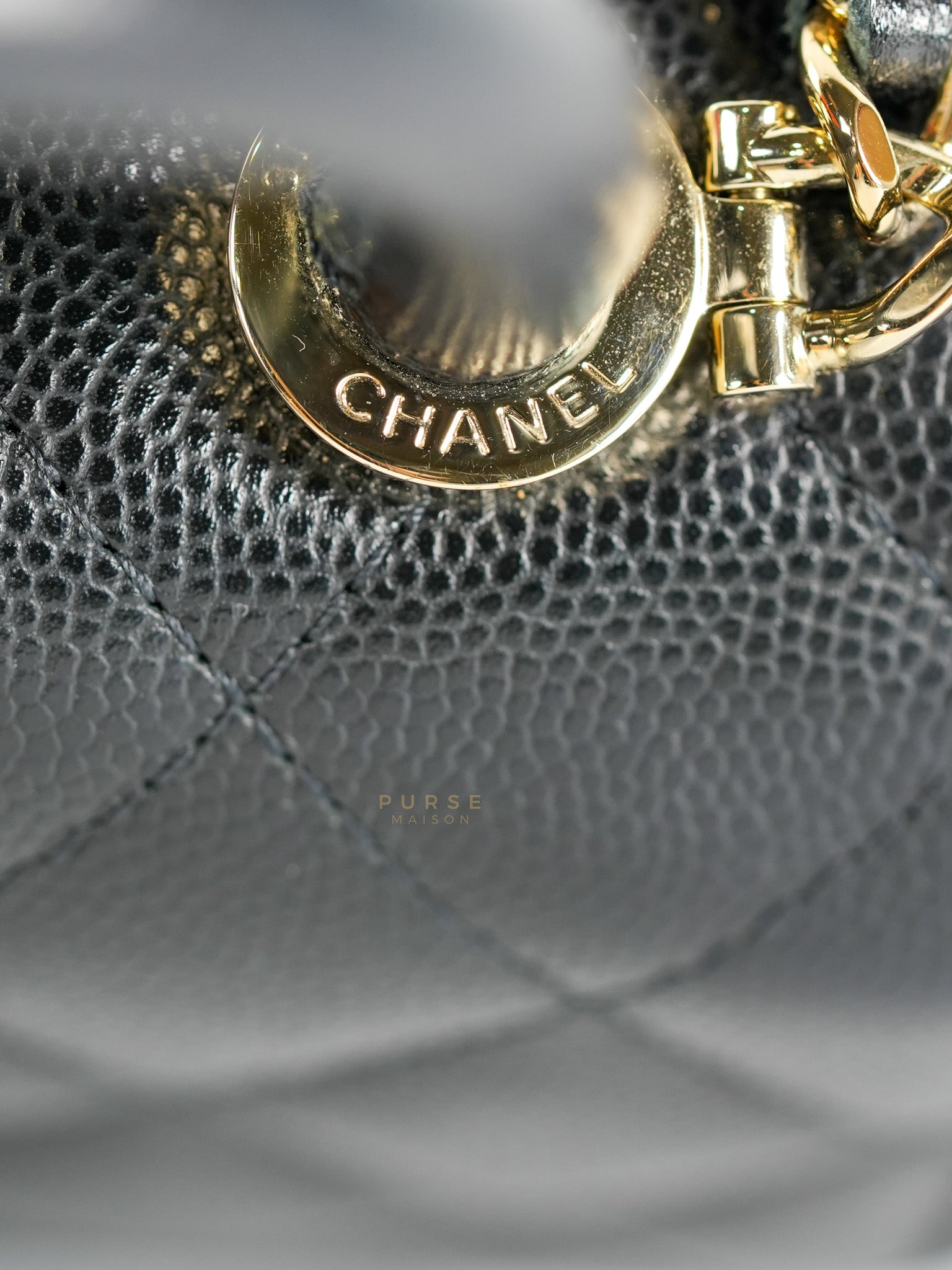 Coco Handle Nano in Black Caviar Leather and Light Gold Hardware (Microchip) | Purse Maison Luxury Bags Shop