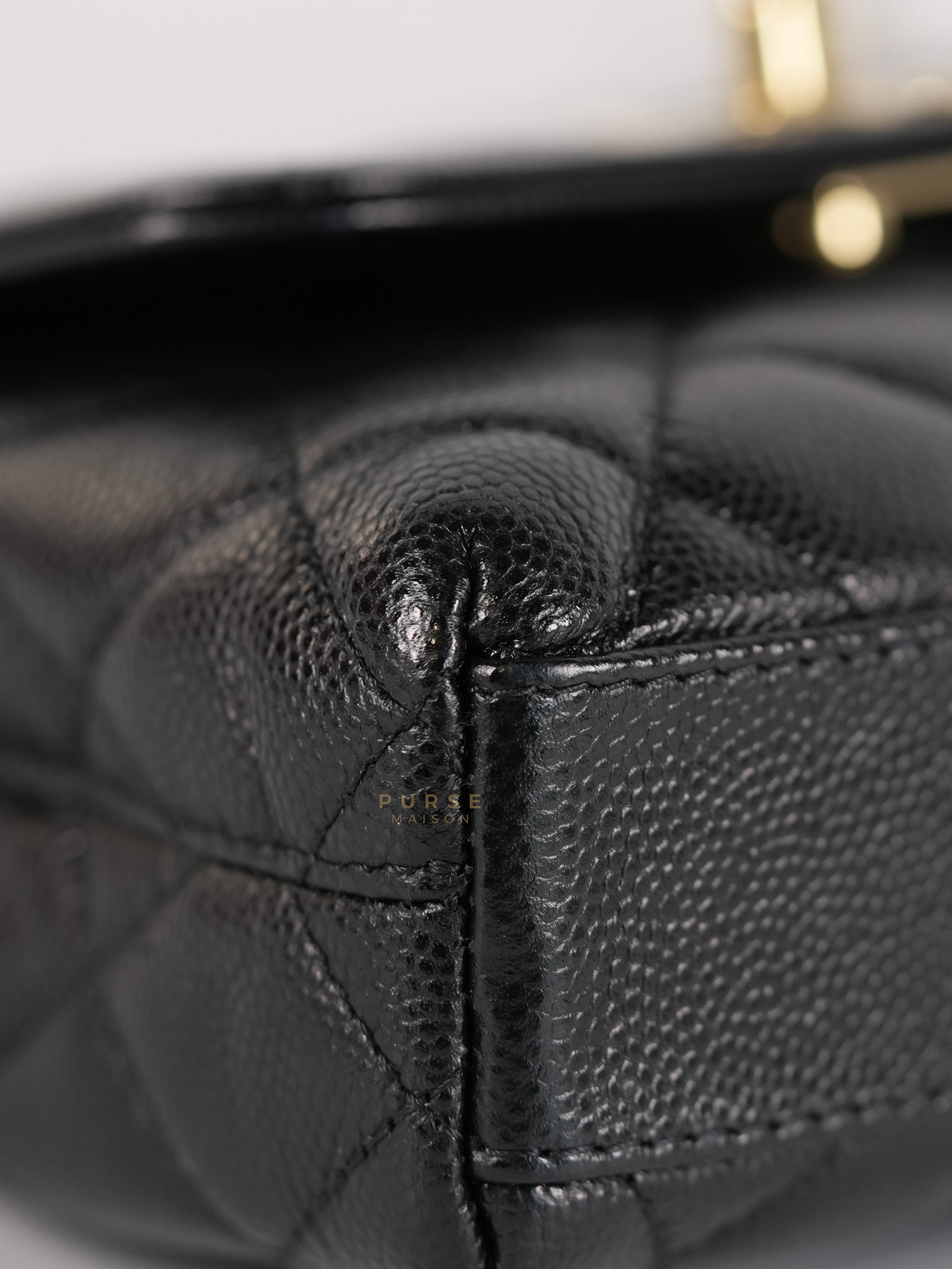 Coco Handle Nano in Black Caviar Leather and Light Gold Hardware (Microchip) | Purse Maison Luxury Bags Shop