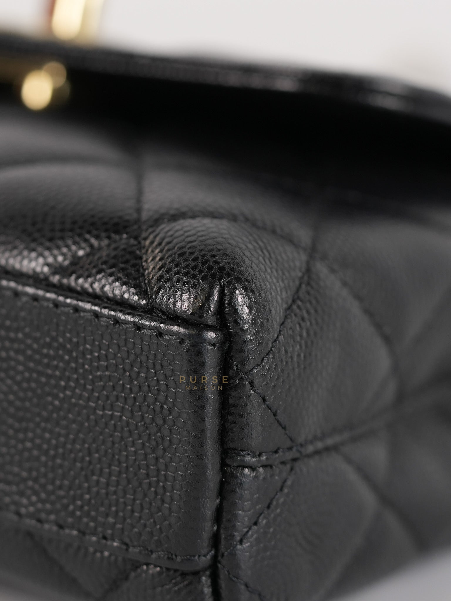 Coco Handle Nano in Black Caviar Leather and Light Gold Hardware (Microchip) | Purse Maison Luxury Bags Shop
