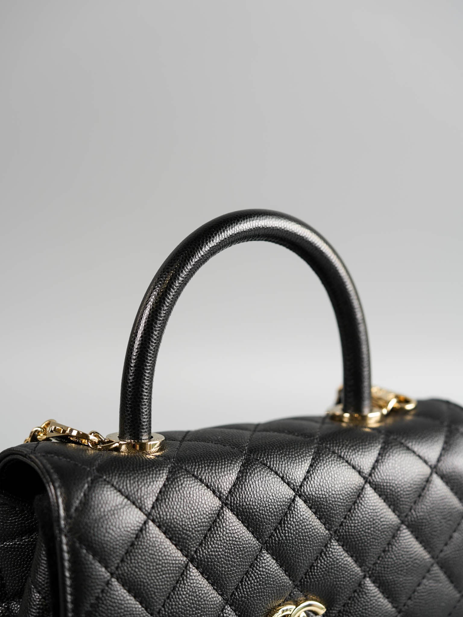 Coco Handle Small Black Caviar Light Gold Hardware (Microchip) | Purse Maison Luxury Bags Shop