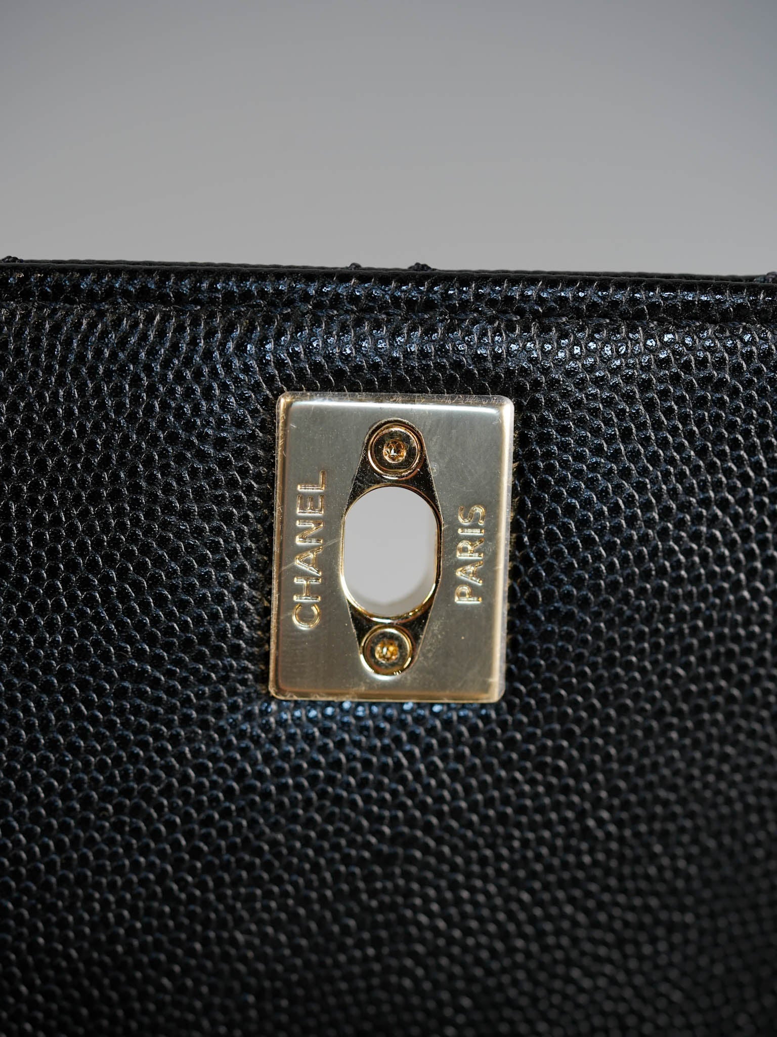 Coco Handle Small Black Caviar Light Gold Hardware (Microchip) | Purse Maison Luxury Bags Shop