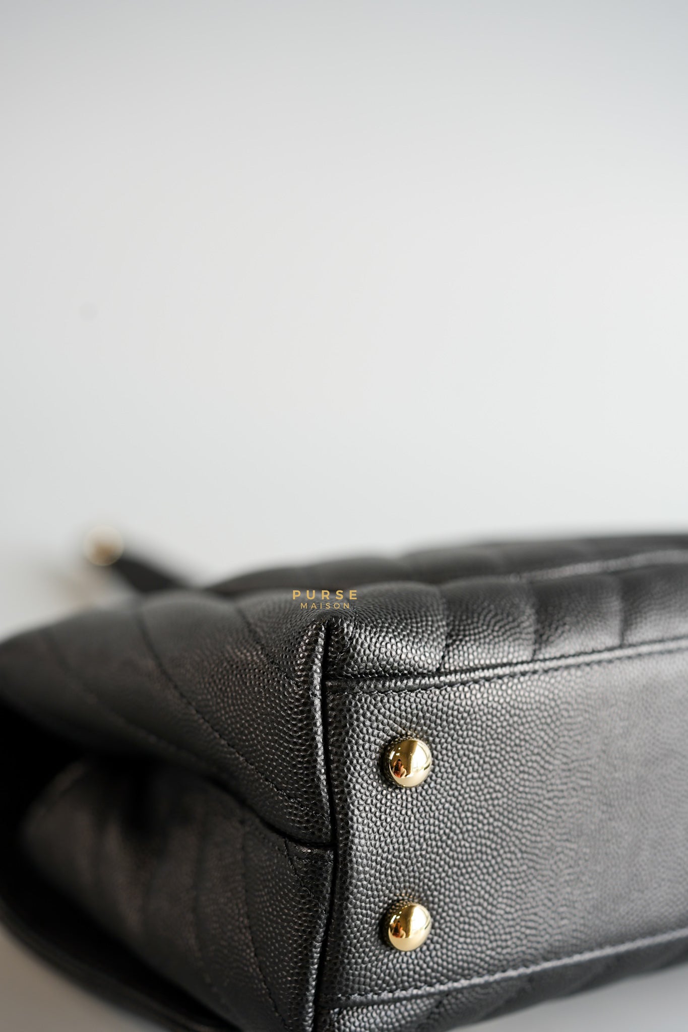 Coco Handle Small Black Caviar Limited Lizard Handle Light Gold Hardware (Series 30) | Purse Maison Luxury Bags Shop
