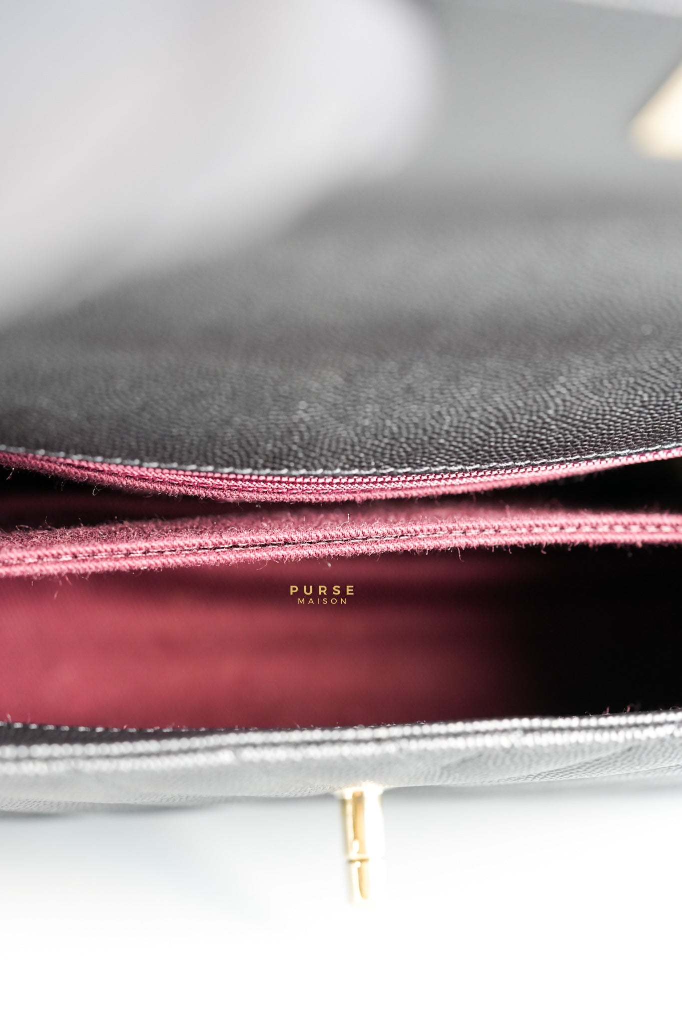 Coco Handle Small Black Caviar Limited Lizard Handle Light Gold Hardware (Series 30) | Purse Maison Luxury Bags Shop