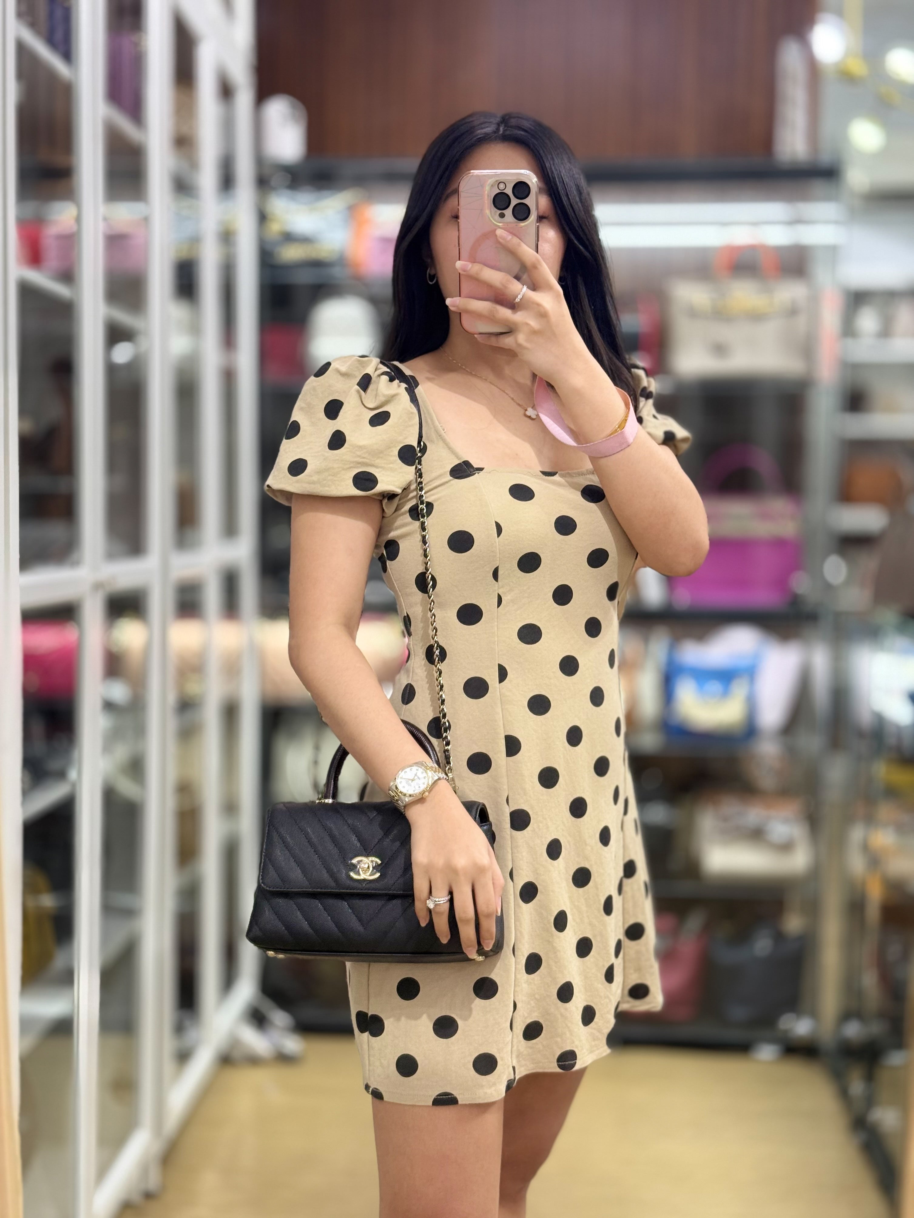 Coco Handle Small Black Caviar Limited Lizard Handle Light Gold Hardware (Series 30) | Purse Maison Luxury Bags Shop