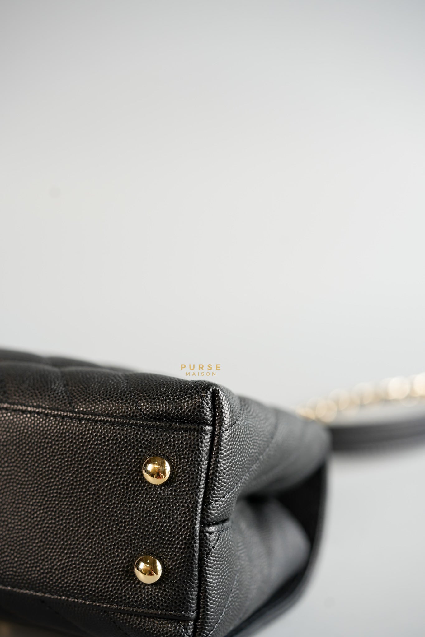 Coco Handle Small Black Caviar Limited Lizard Handle Light Gold Hardware (Series 30) | Purse Maison Luxury Bags Shop
